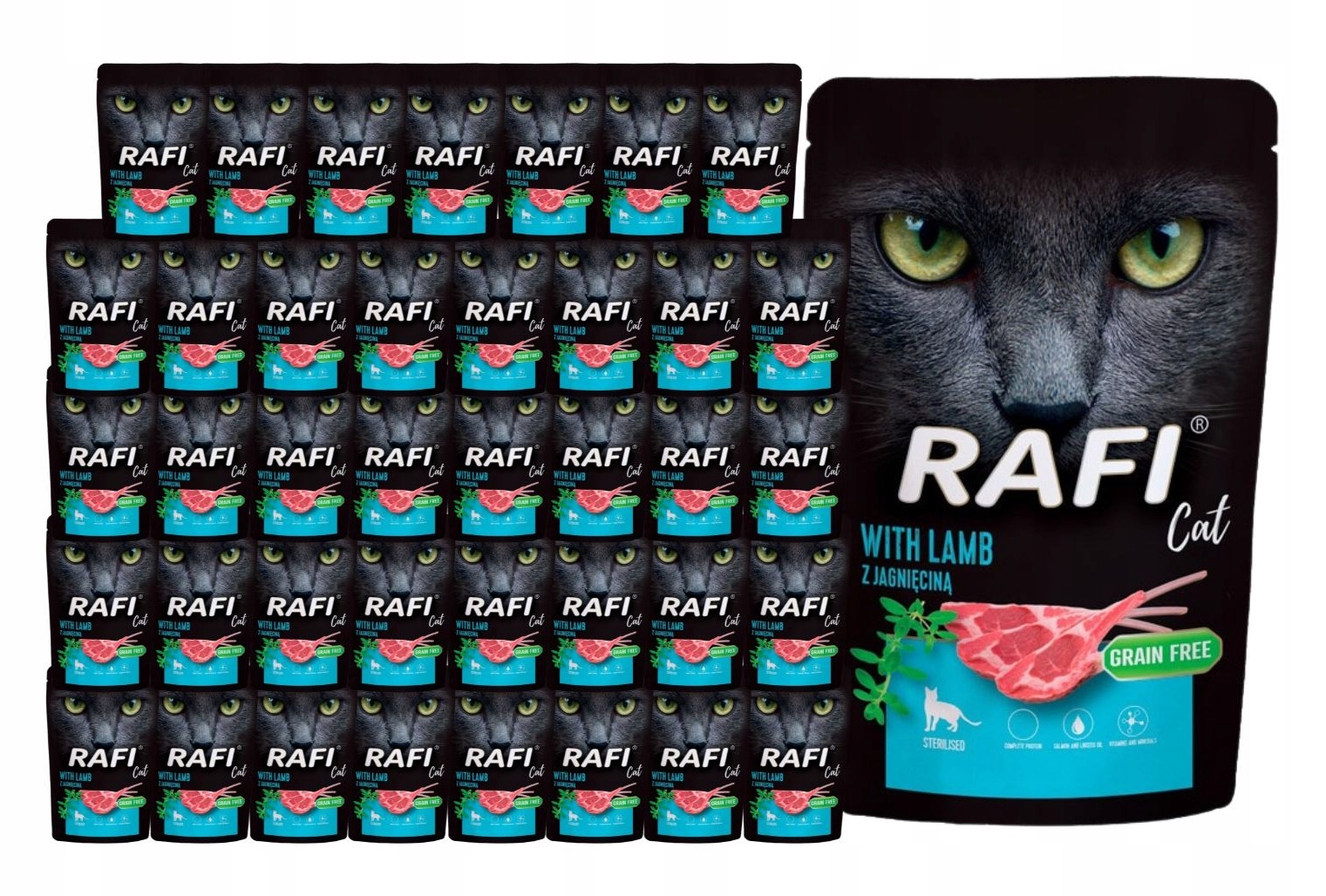 Levně Rafi mokré krmivo pro kočky s jehněčím masem 40x100g