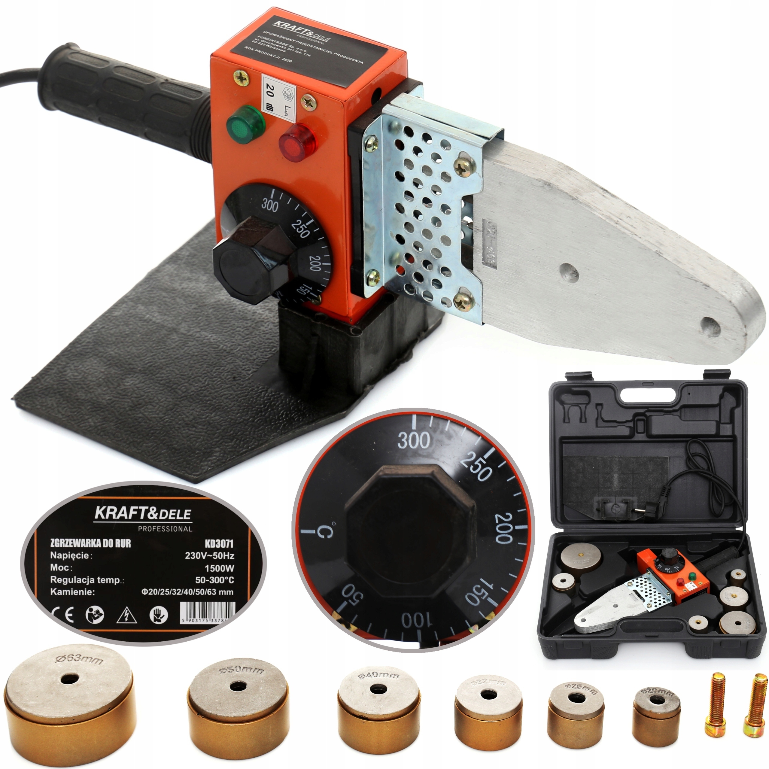 ZGRZEWARKA DO RUR PCV PP MATRYCE 20-63mm 1500W