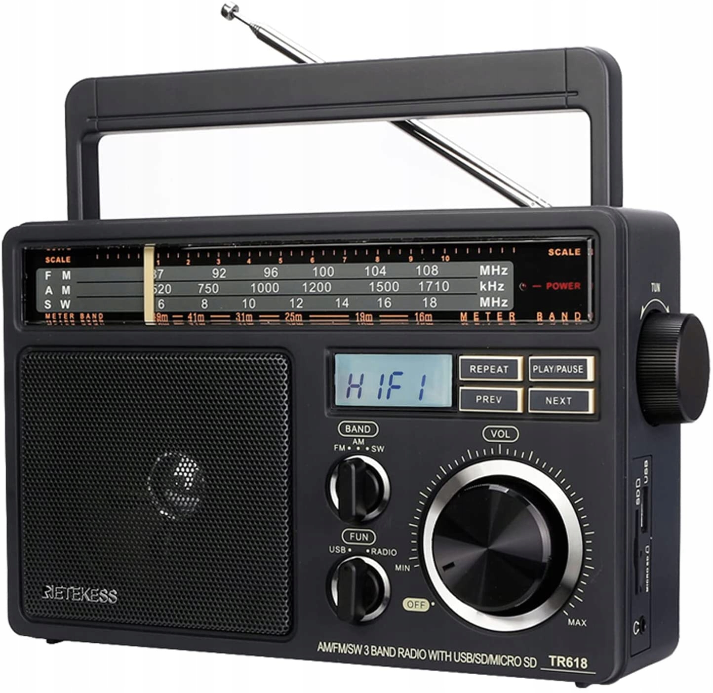 Retekess TR618 Przenośne Radio, Fm Am Sw Radio Kuchenne, Odtwarzacz MP3