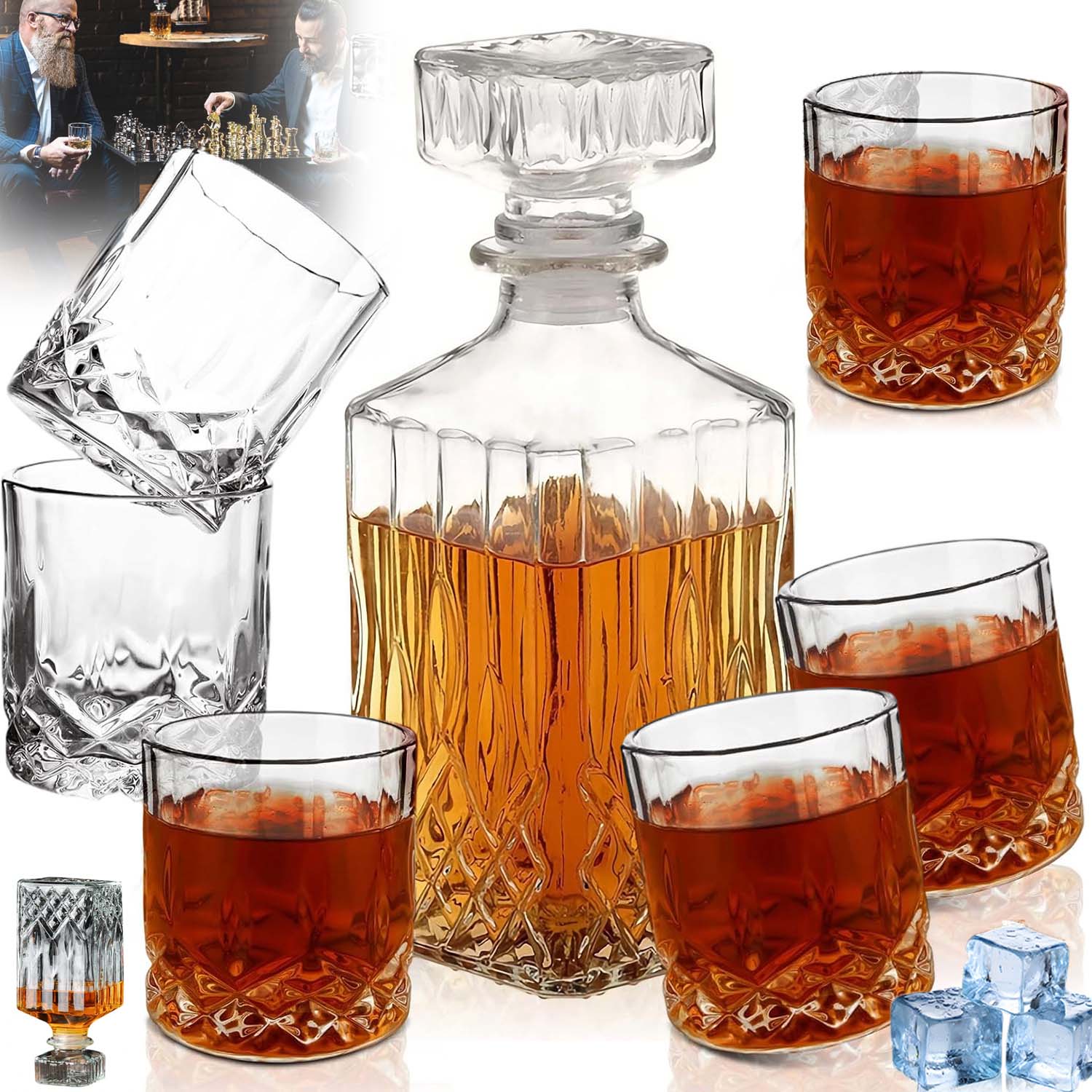 Sada Whisky Pro Muže 6 Sklenice Karafa Dárek Pro Chlapa 920ML 7KS