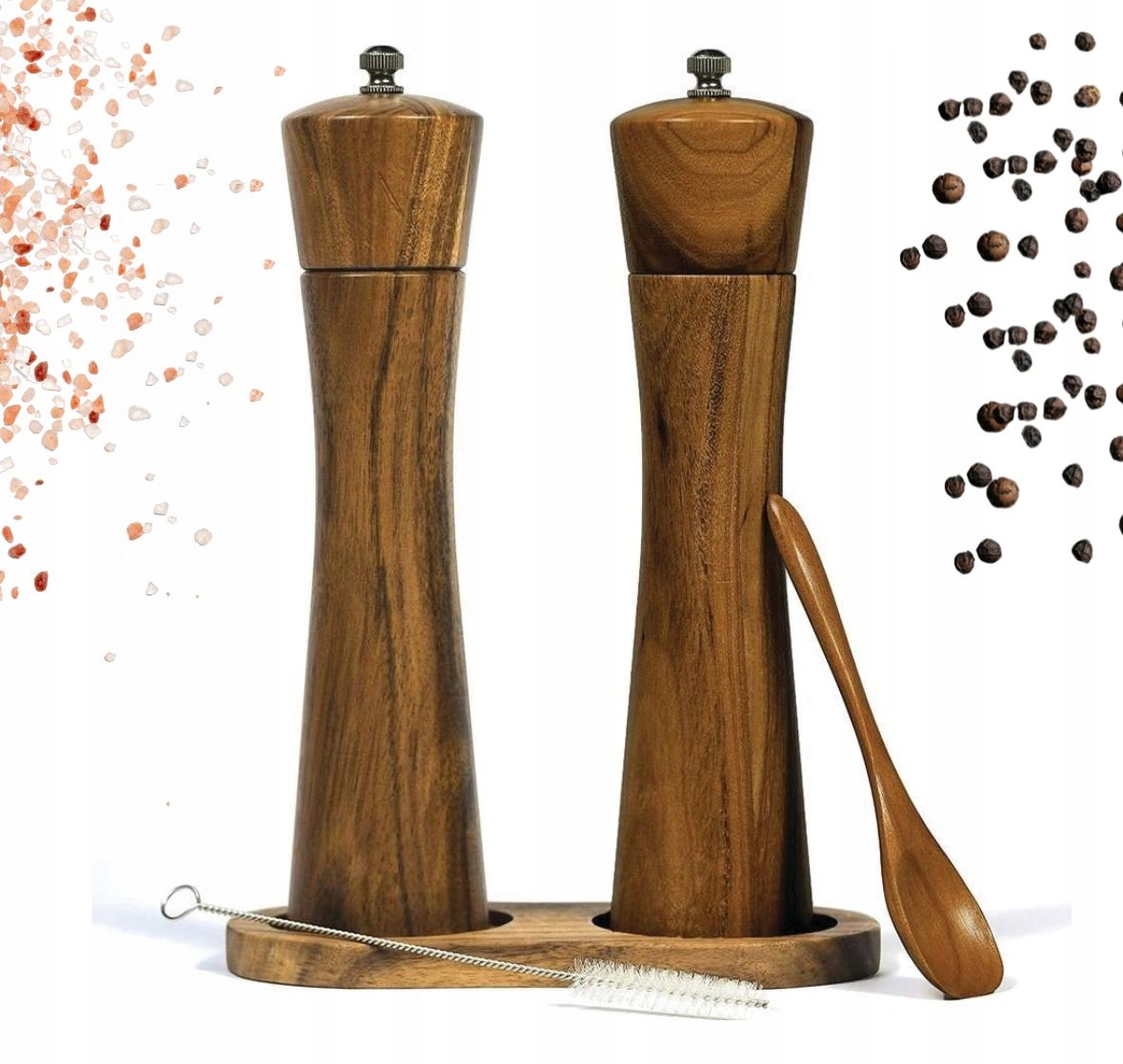 Ruční Mlýnek Solnička Pepřenka Dřevo Sůl Pepř Dřevěný Dikom