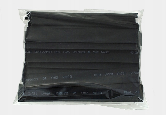 Rurki termokurczliwe czarne zestaw 35szt