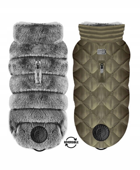 Levně Oboustranná bunda pro psa Victor Milk & Pepper grey/khaki vel. 41