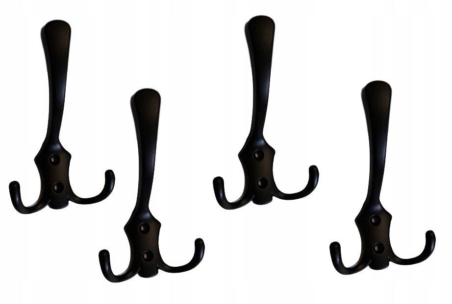 Wieszak ścienny ubraniowy CZARNY MAT 4 szt.