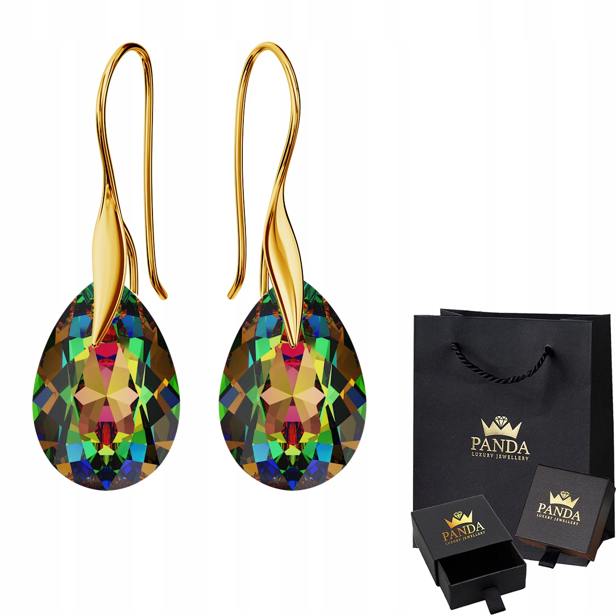 

Pozłacane Kolczyki Otwarte Swarovski Srebro 925