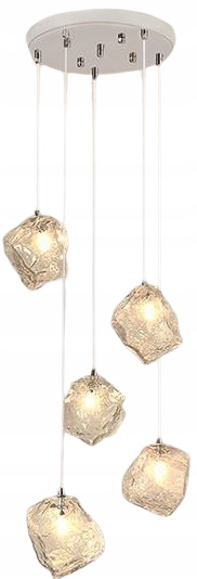 Závesná sklenená stropná lampa Viktória-5 Moderná|G9|Biela|15 cm|