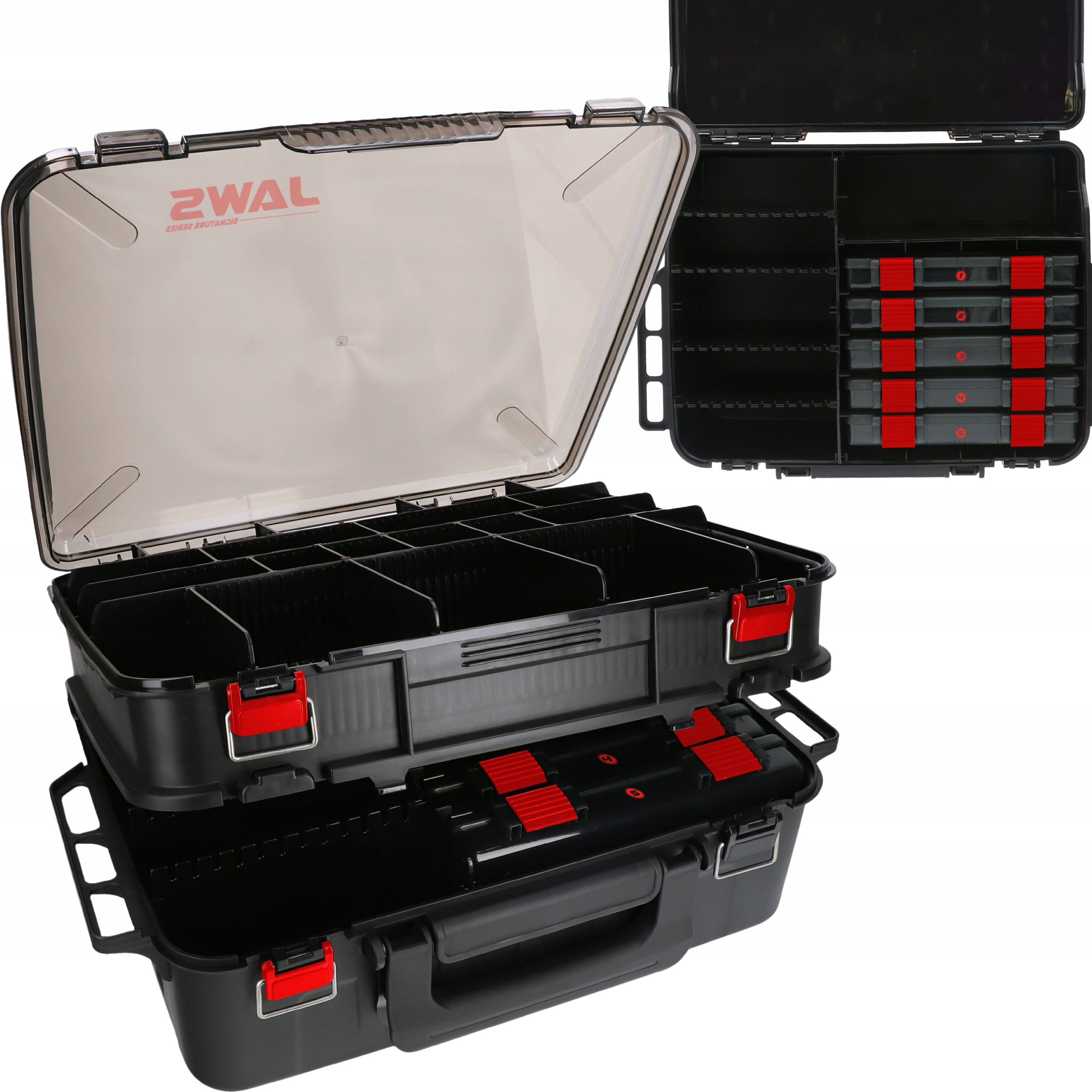 Skrzynka Wędkarska Dwukomorowa 47x34x19cm Mikado Jaws 2 Poziomy