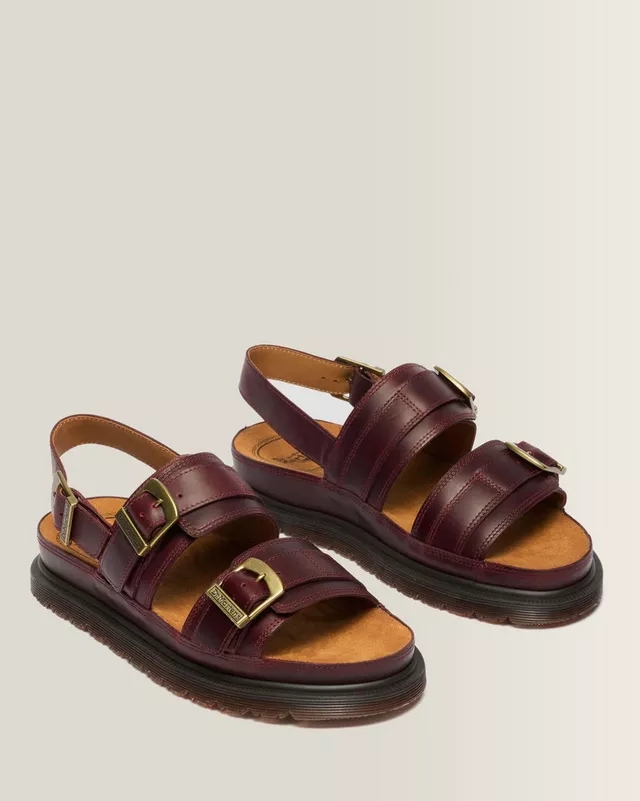 Dr. Martens San Two Strap Kožené sandály Orleans Cherry Red vel.
