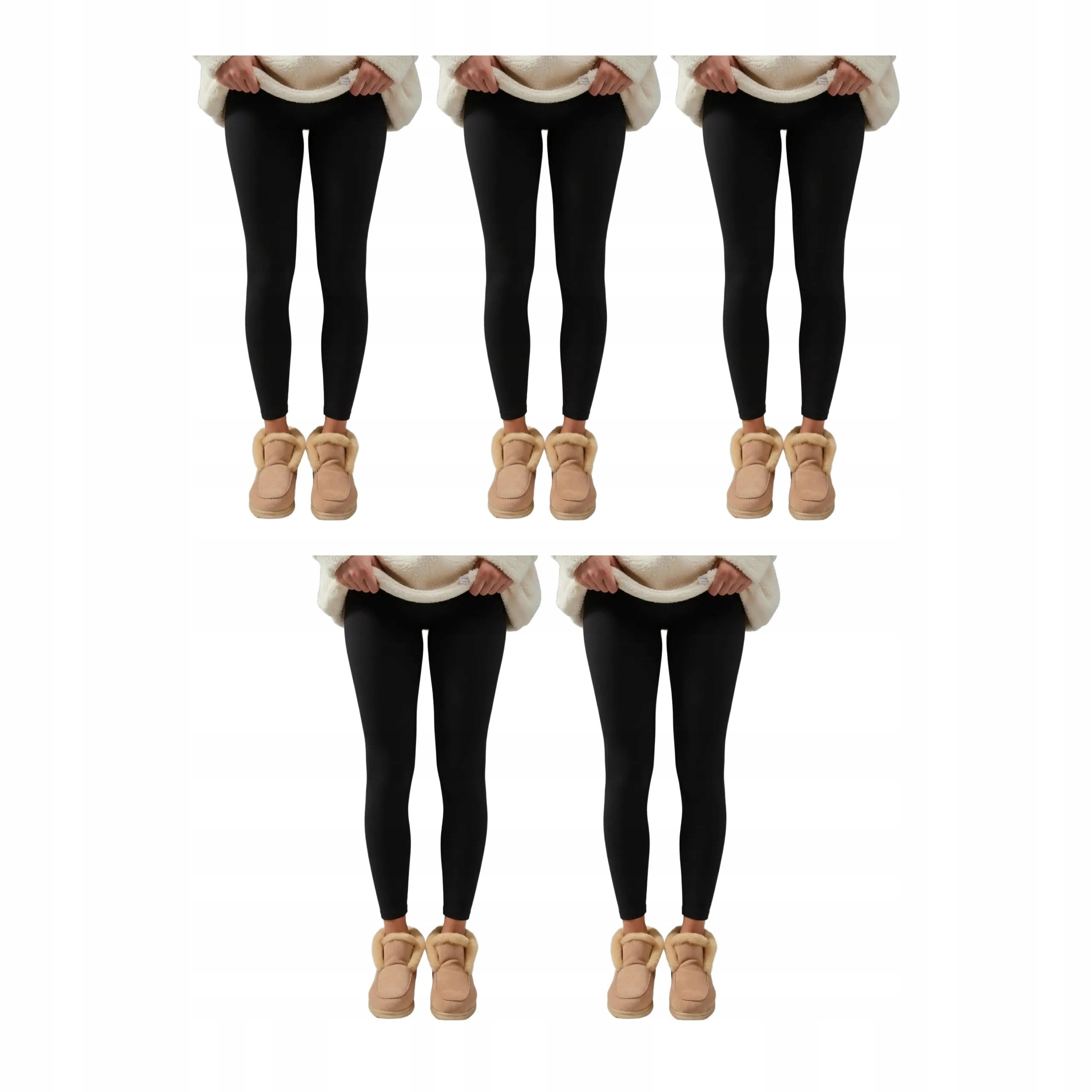 5 párů Dámské legíny 250 den zateplené fleecem 663 Fleece 5x Černá S/m