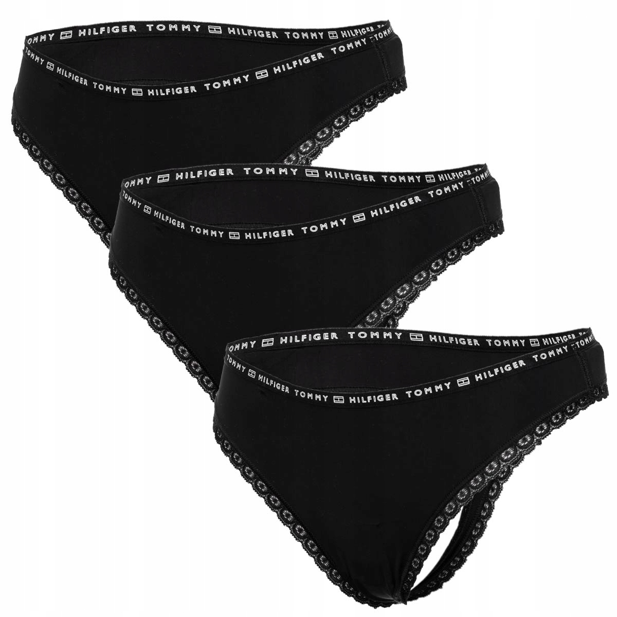 Tommy Hilfiger Dámské Tanga Thong 3P Black r.XS
