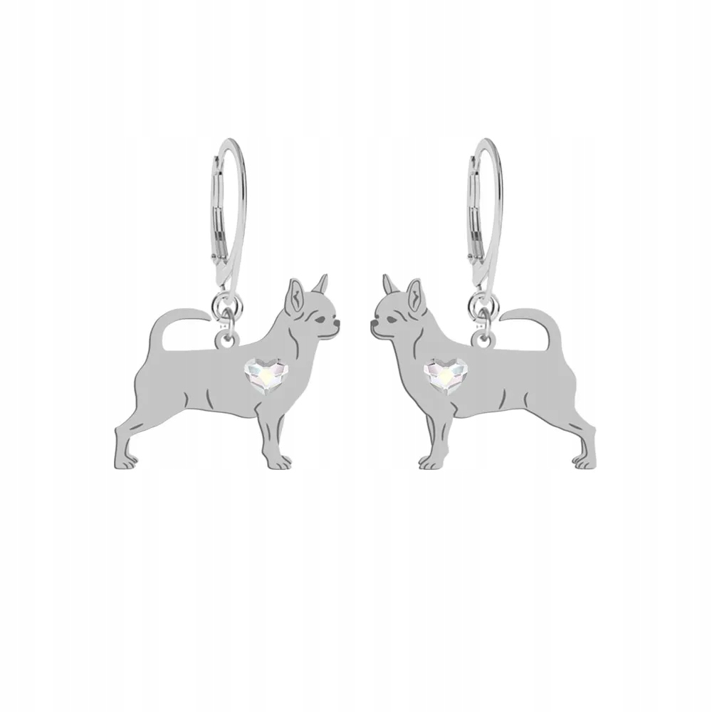 Stříbrné Náušnice s psem Chihuahua Krátkosrstá 925 Dárek Gravírování Bonus