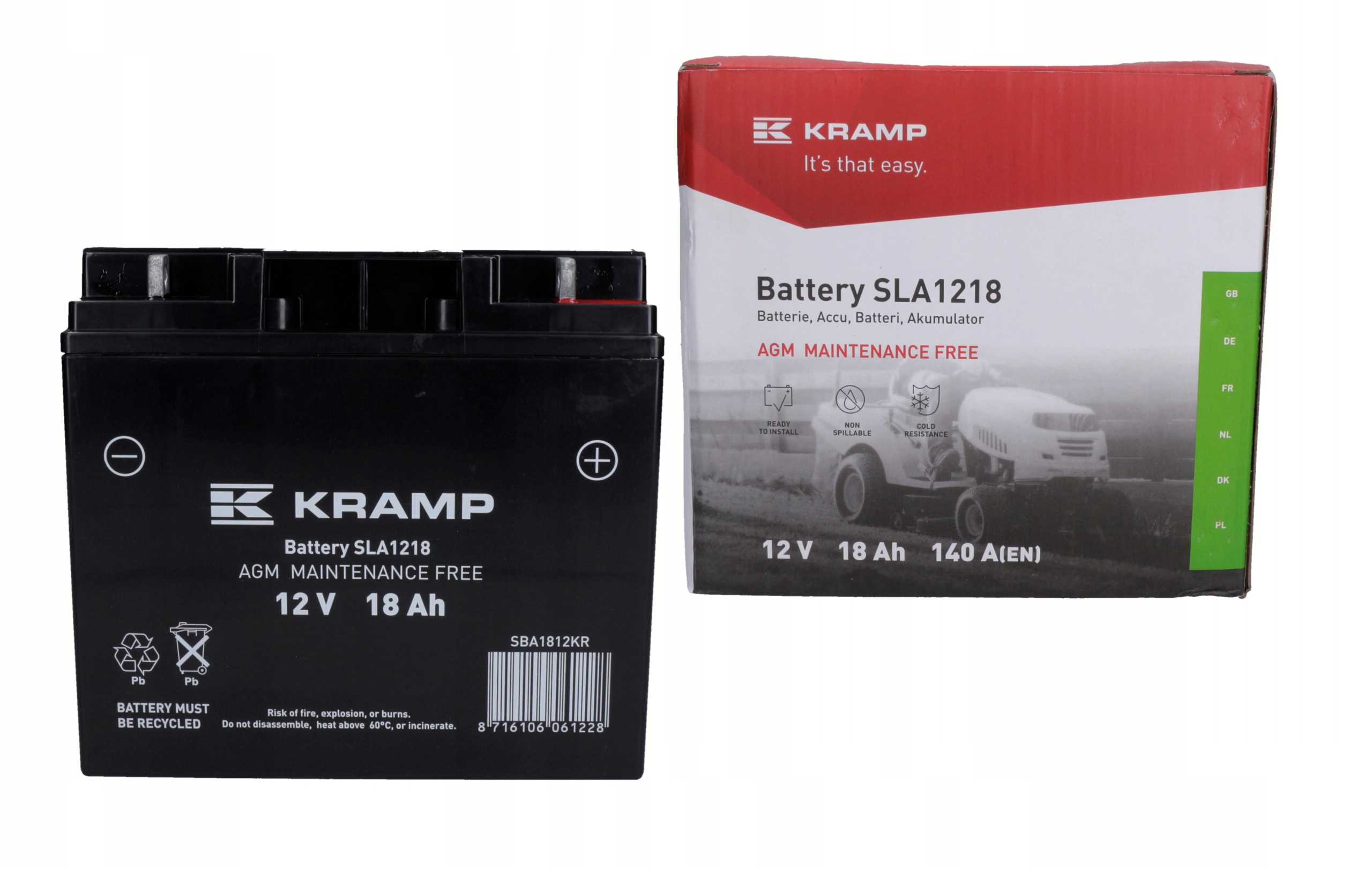 Akumulator Agm Kramp SBA1812KR 12V 18Ah 140A SLA1218 do traktorka