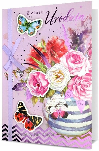 Kartka urodzinowa z życzeniami elegancka 3D HM2134