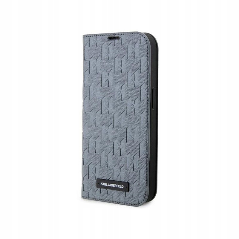 Karl Lagerfeld Booktype Saffiano Monogram Etui iPhone 14 Pro (Srebrny)