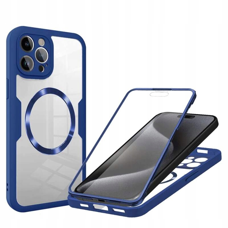 Techsuit 360 MagSafe etui 360° Szkło na iPhone 15 Pro niebieski