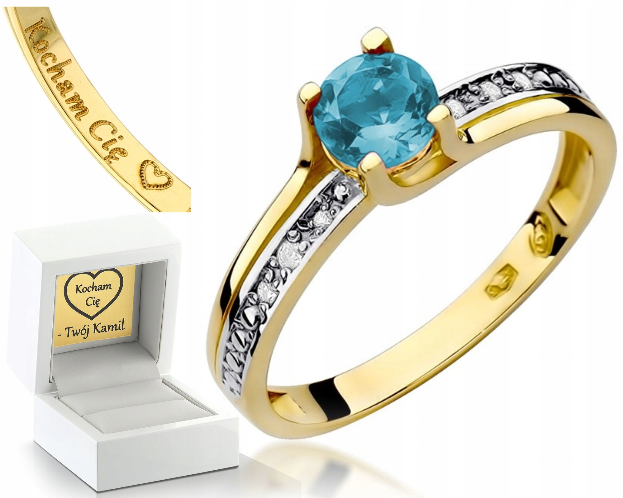 Zlatý Prstýnek S Topazem Gravírování Bonus 585