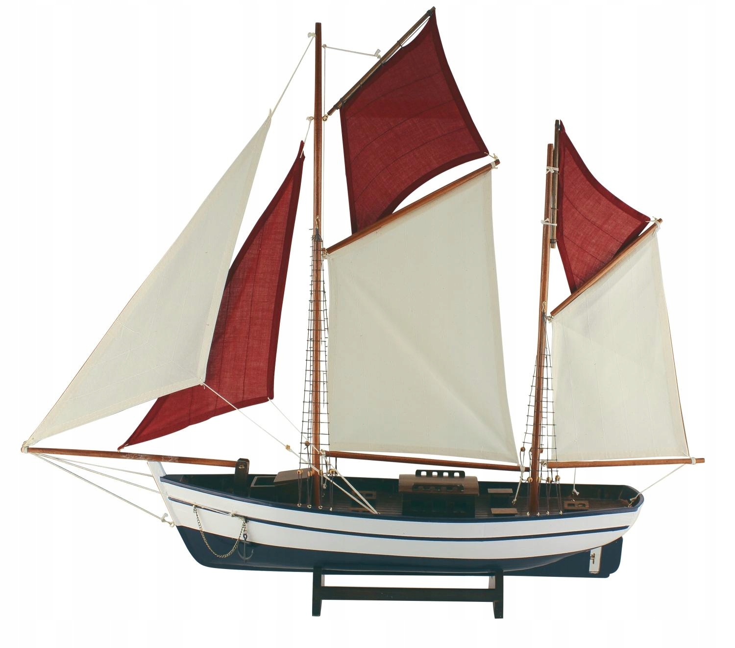 Plachetnica, drevo s látkovými plachtami, D: 86cm, V: 75cm, Š: 15cm