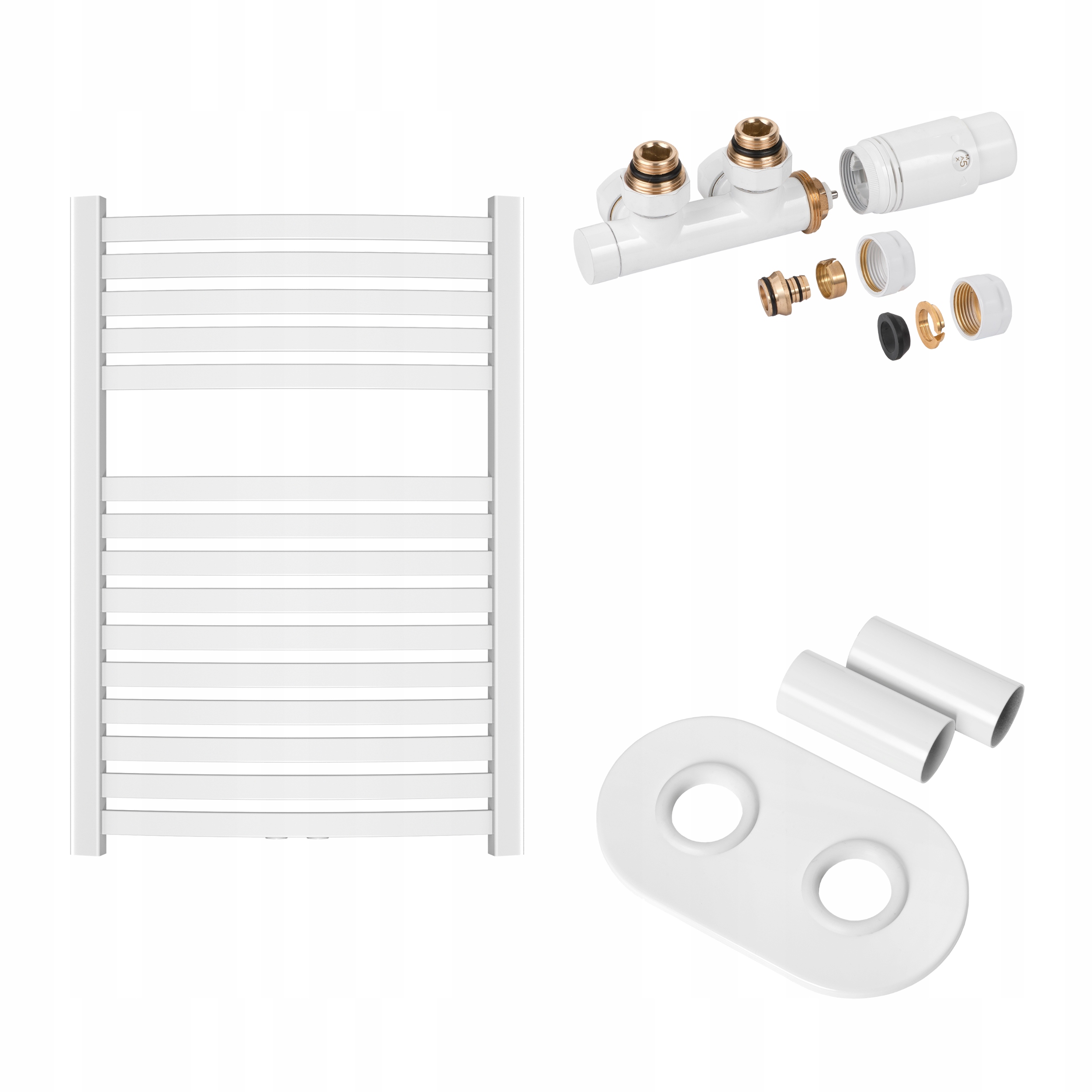 Koupelnový žebříkový radiátor bílý s příslušenstvím
