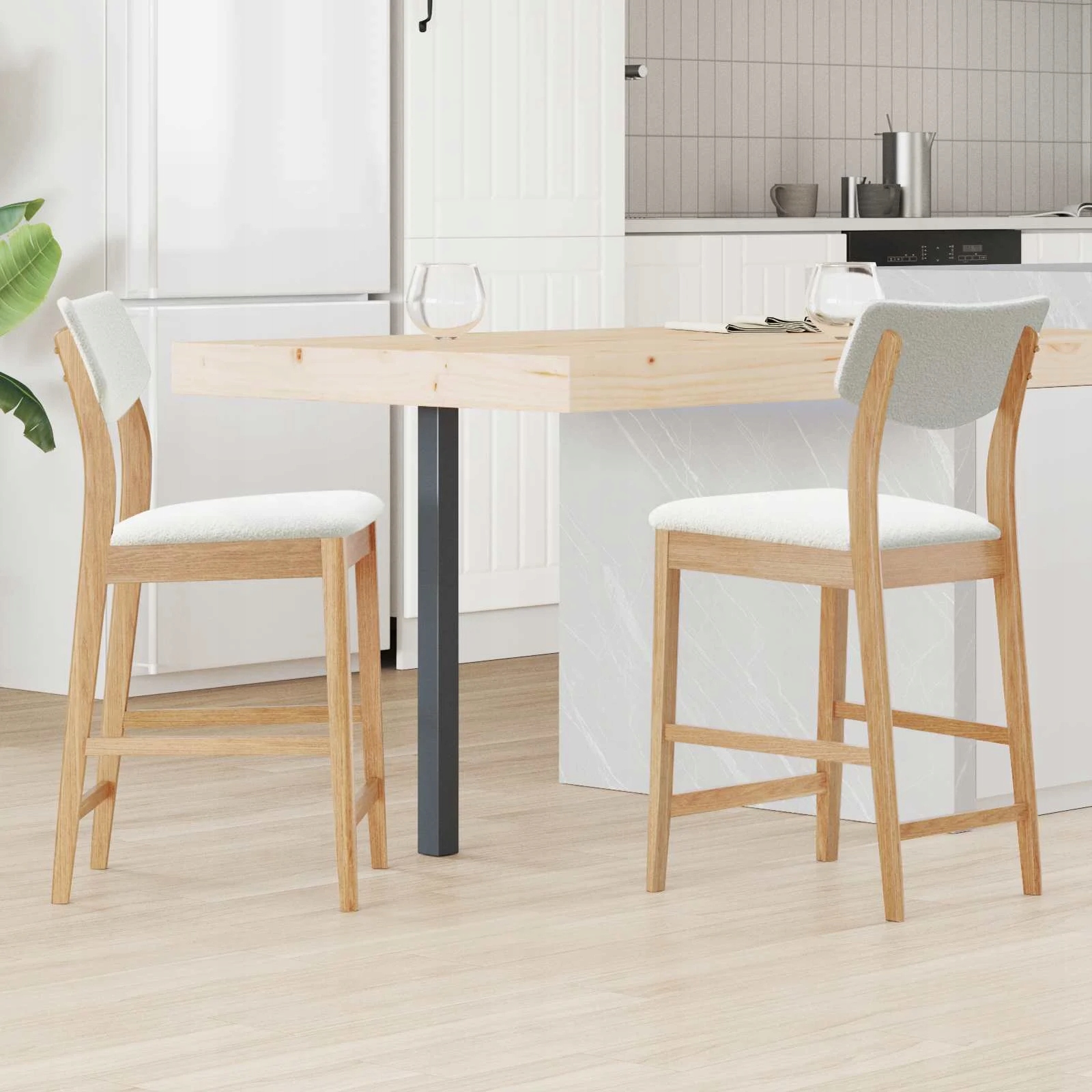 vidaXL Jídelní židle 2 pcs Přírodní 48 x 49 x 95 cm