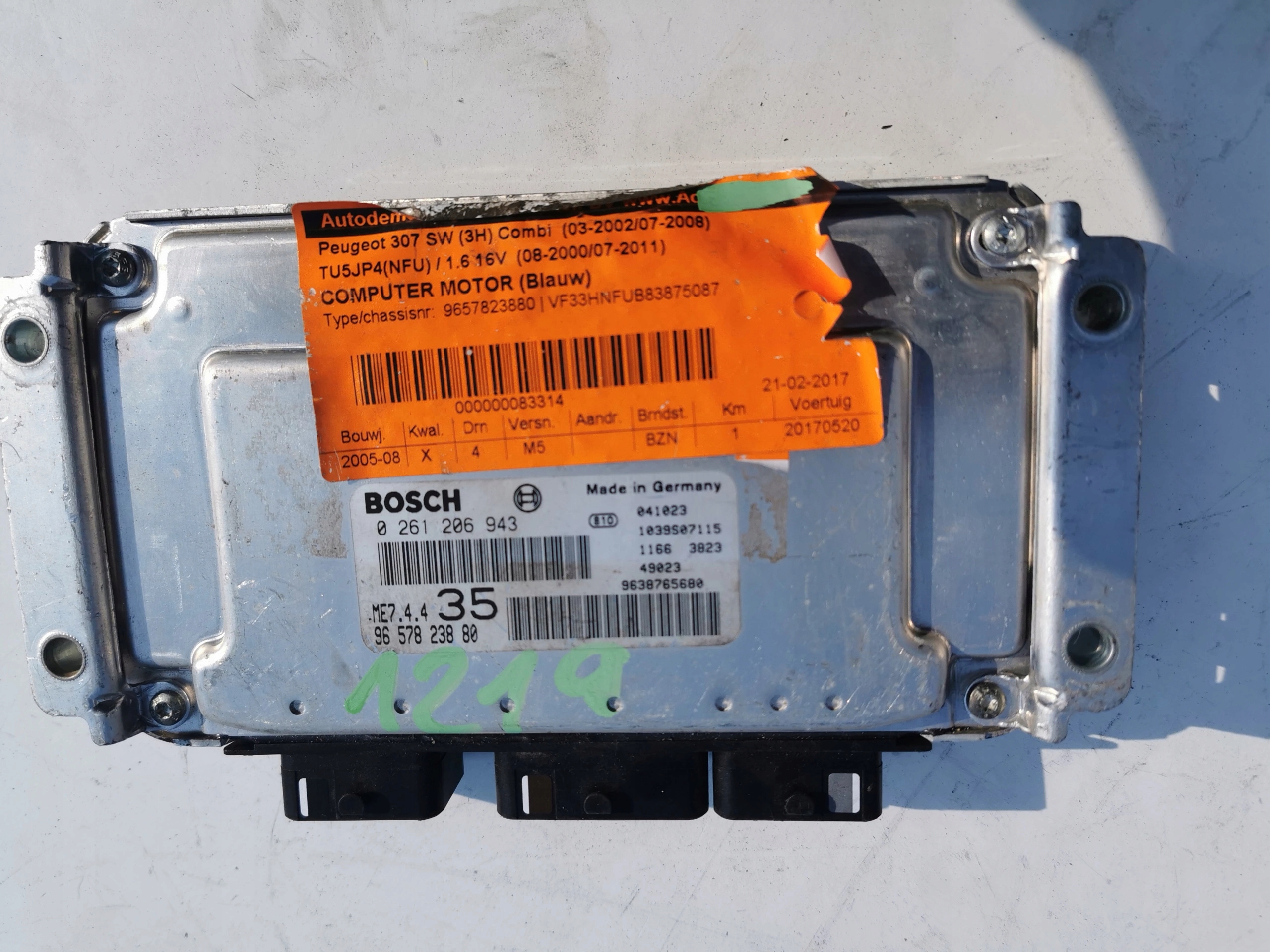PEUGEOT 307 1.6B 0261206943 9638765680 computer EC