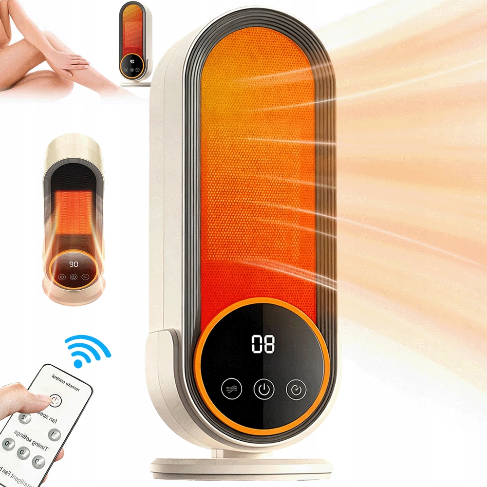Kancelářský Ohřívač Farelka Keramický Ptc Termoventilátor S Dálkovým Ovládáním A Led Časovačem
