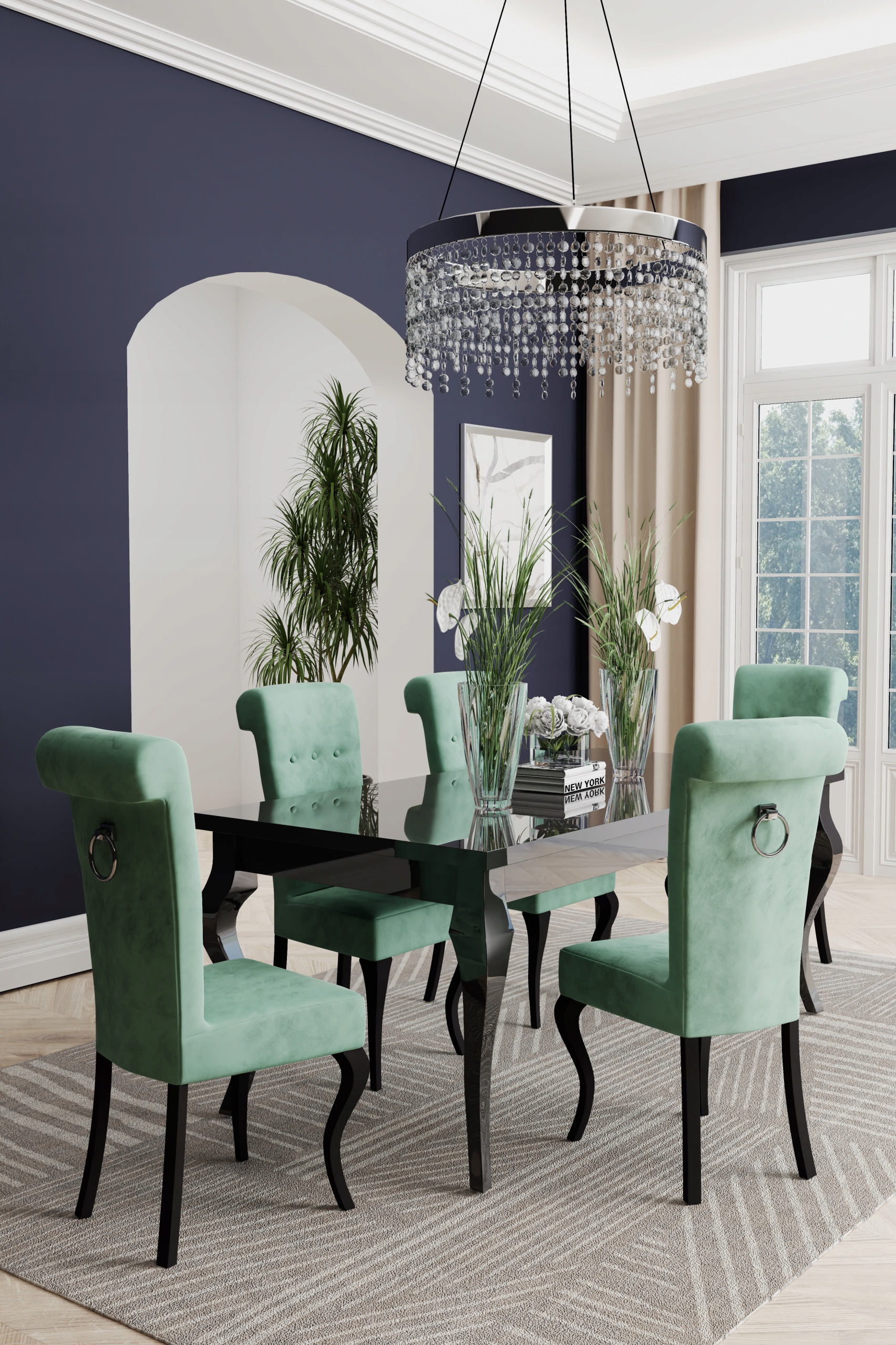 Stół glamour czarny połysk 160/200 modern ludwik Marka Jarych