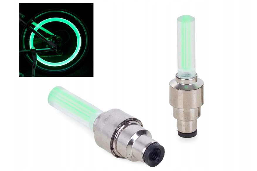 ŚWIECĄCY WENTYL LED ZIELONY DO ROWERU MOTORU 2 SZTUKI NA KOŁO WENTYLEK Rodzaj brak informacji
