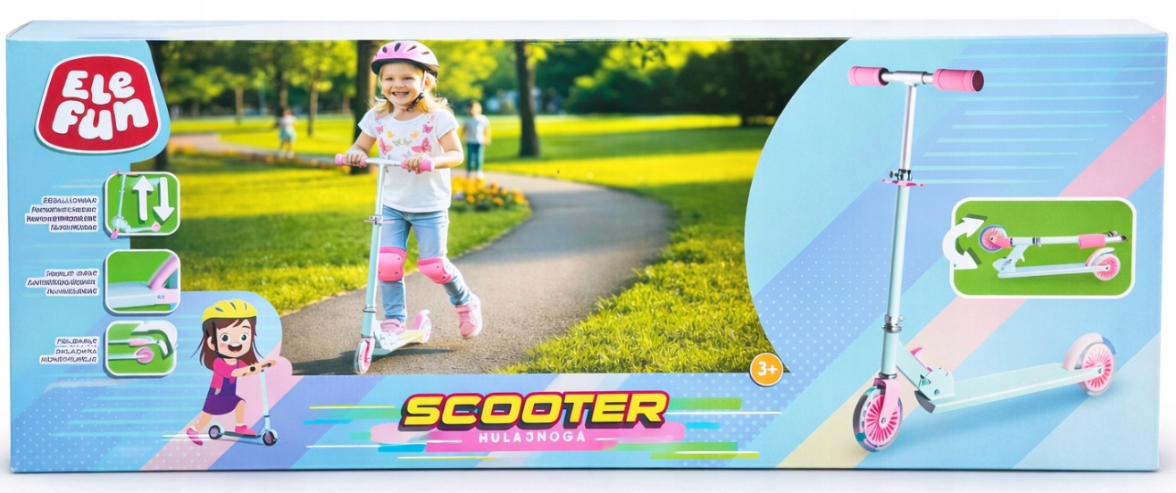 Hulajnoga dziecięca Elefun Scooter 3+ Różowo- Niebieska