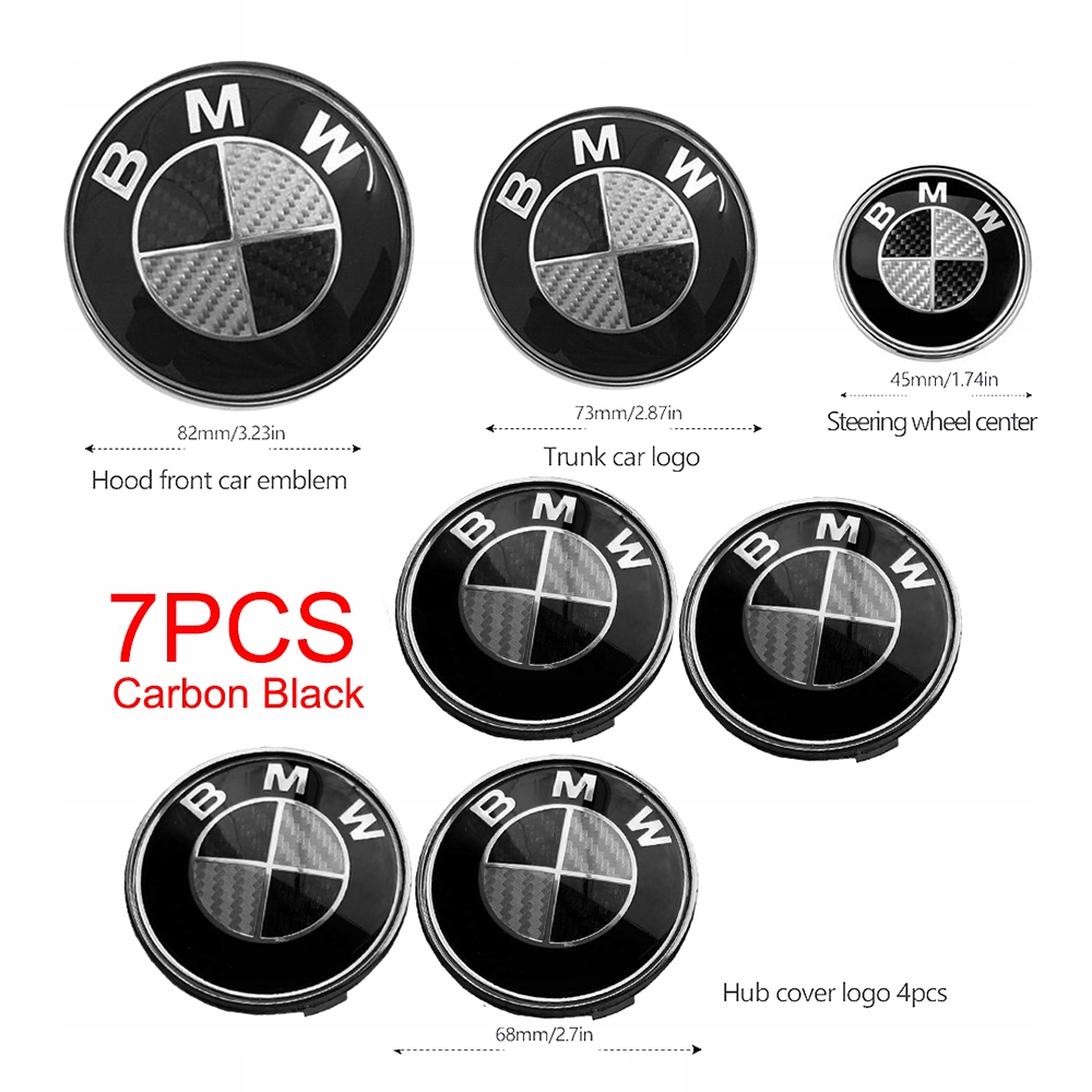 

7SZT Emblemat Zestaw logo Bmw z włókna węglowego