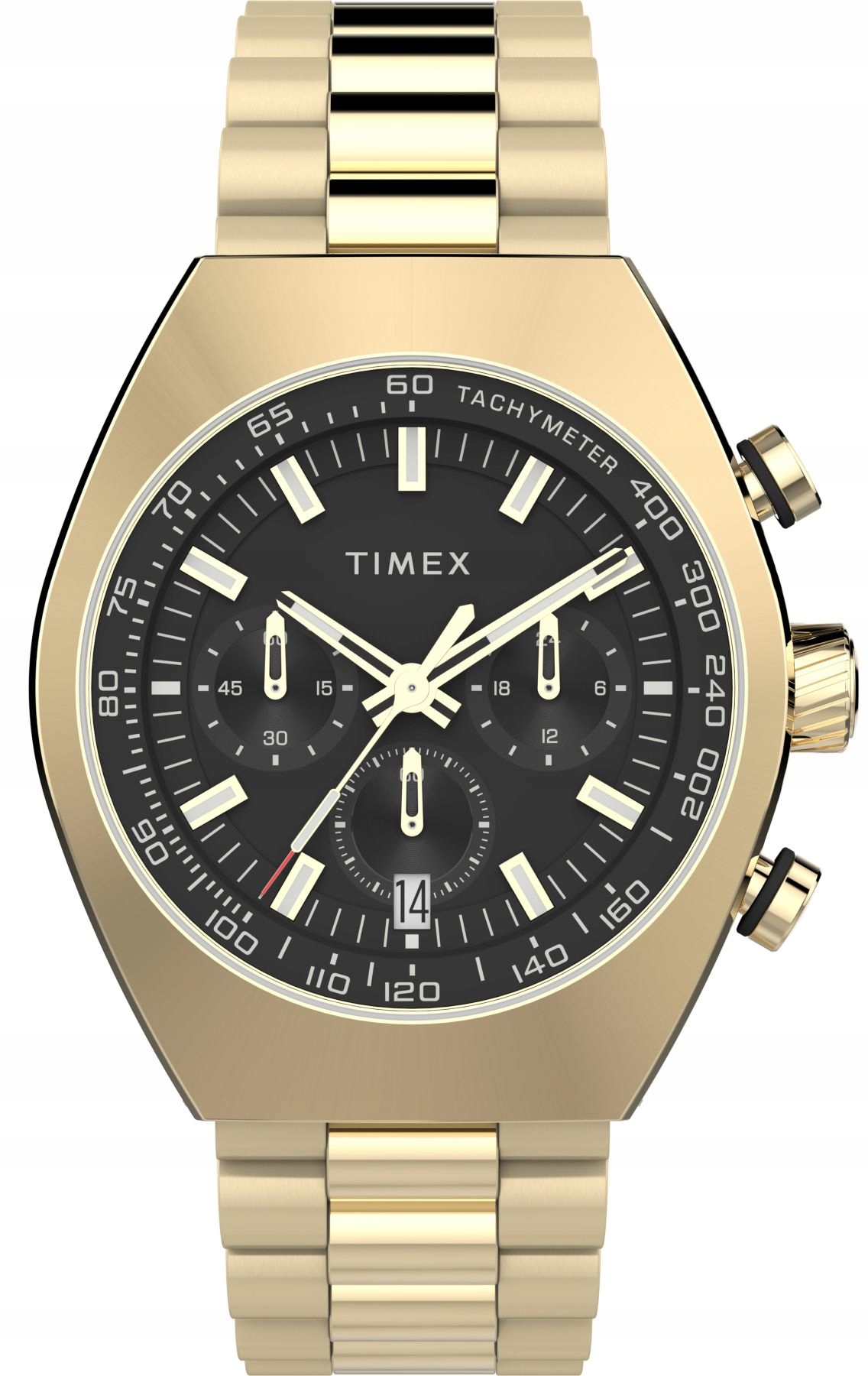 Pánské hodinky Chronograf na náramku Zlaté Timex TW2W22100 Vodotěsné
