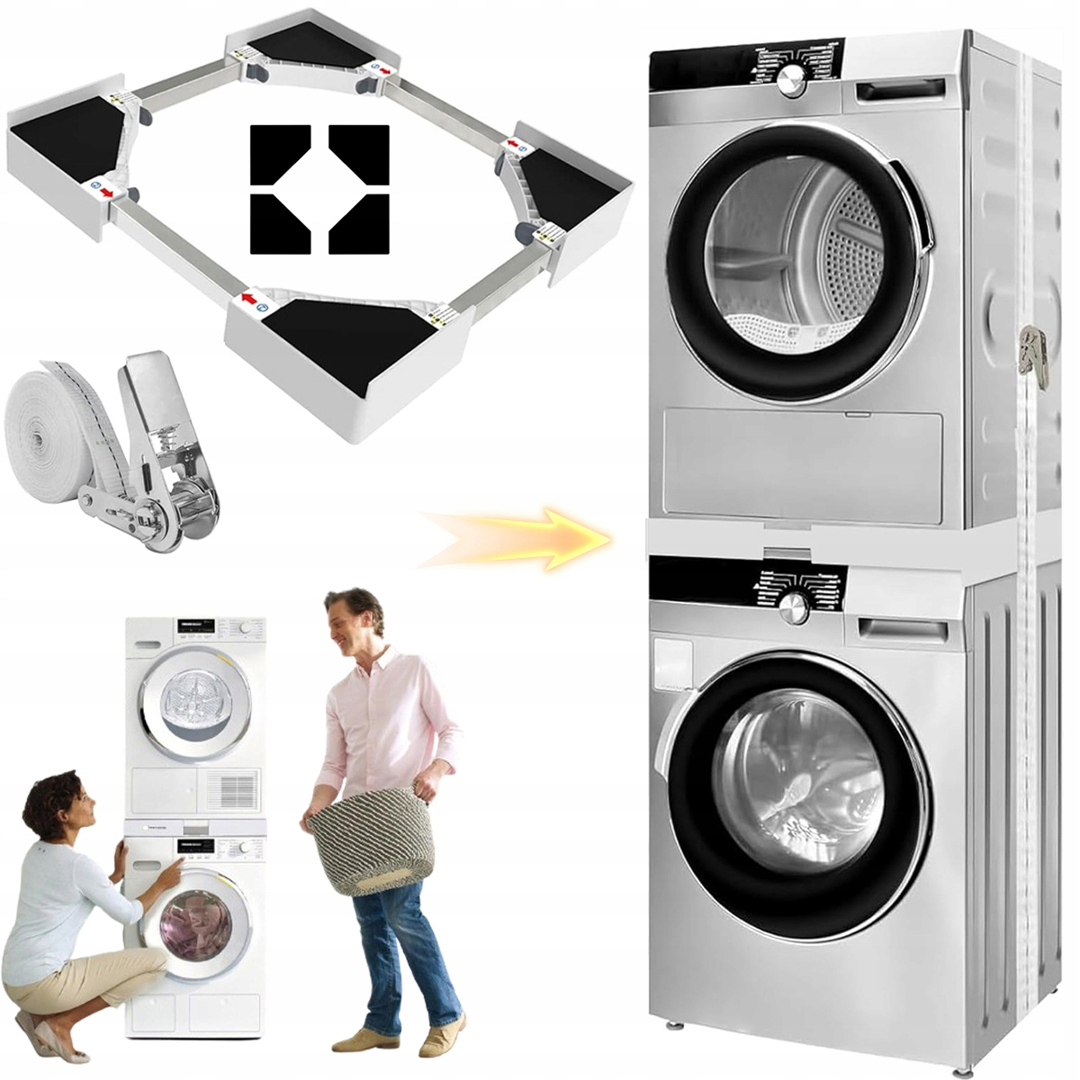 Łącznik Pralki Suszarki Uniwersalny Szerokość 46-72cm Antywibracyjna Pas