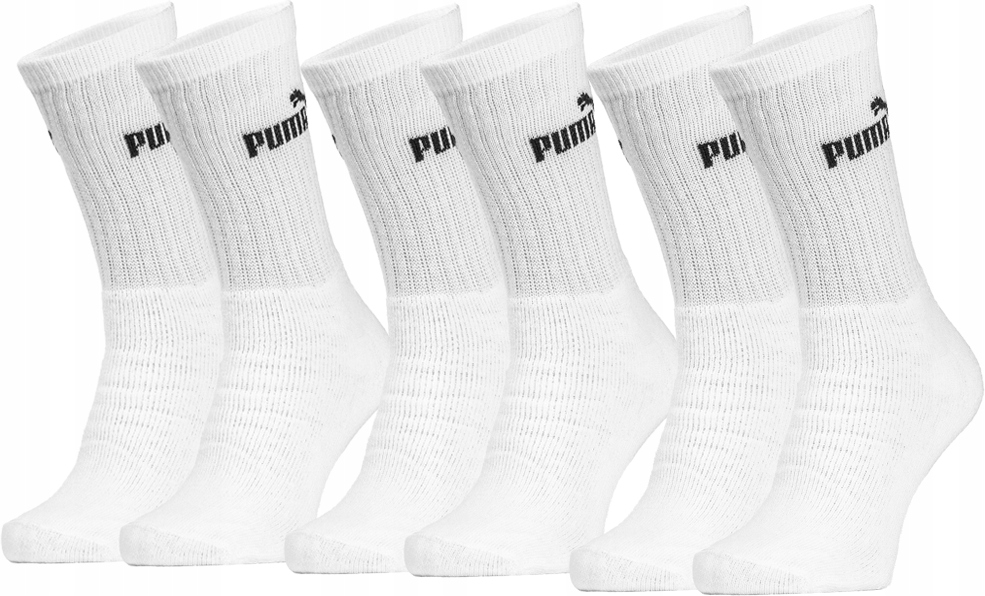 Puma skarpety długie 6 par 43/46 białe Rozmiar 43-46