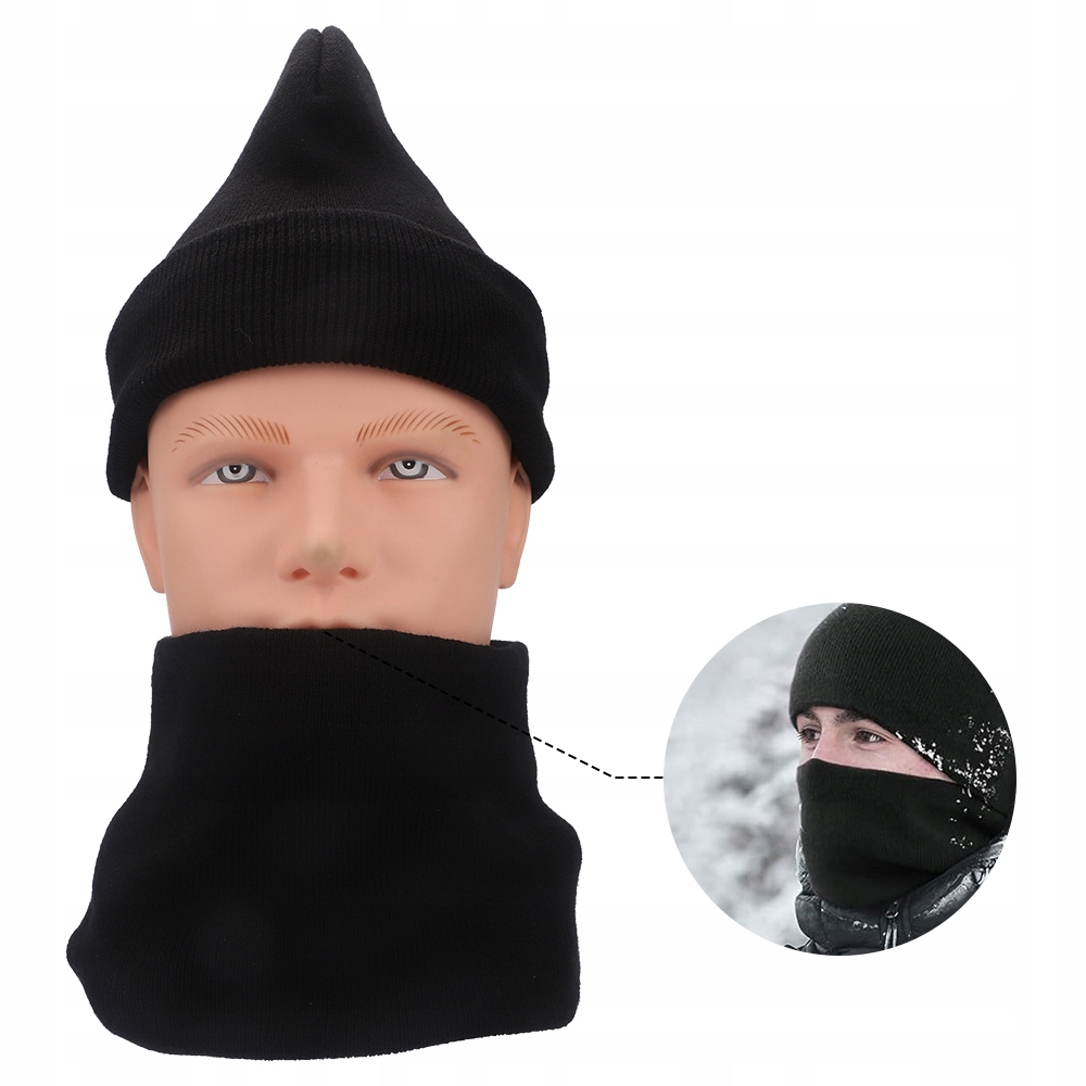 CZAPKA ZIMOWA SZALIK ZESTAW POLAR CIEPŁY OCIEPLACZ NA SZYJĘ, SZAL TYPU LOOP Płeć uniseks