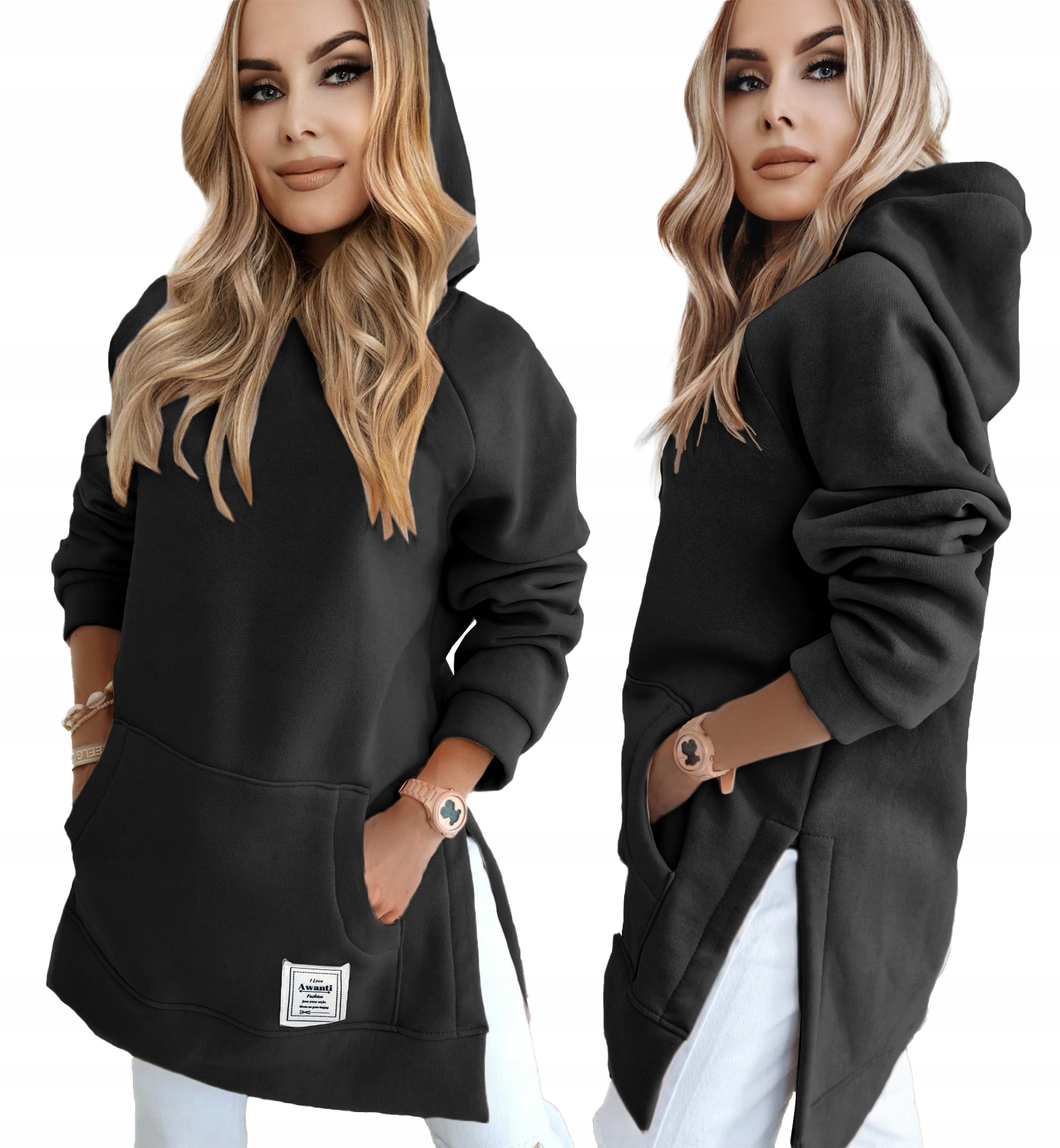 Silná, teplá dlouhá bavlněná Tepláková Mikina oversize mikina s kapucí Kora