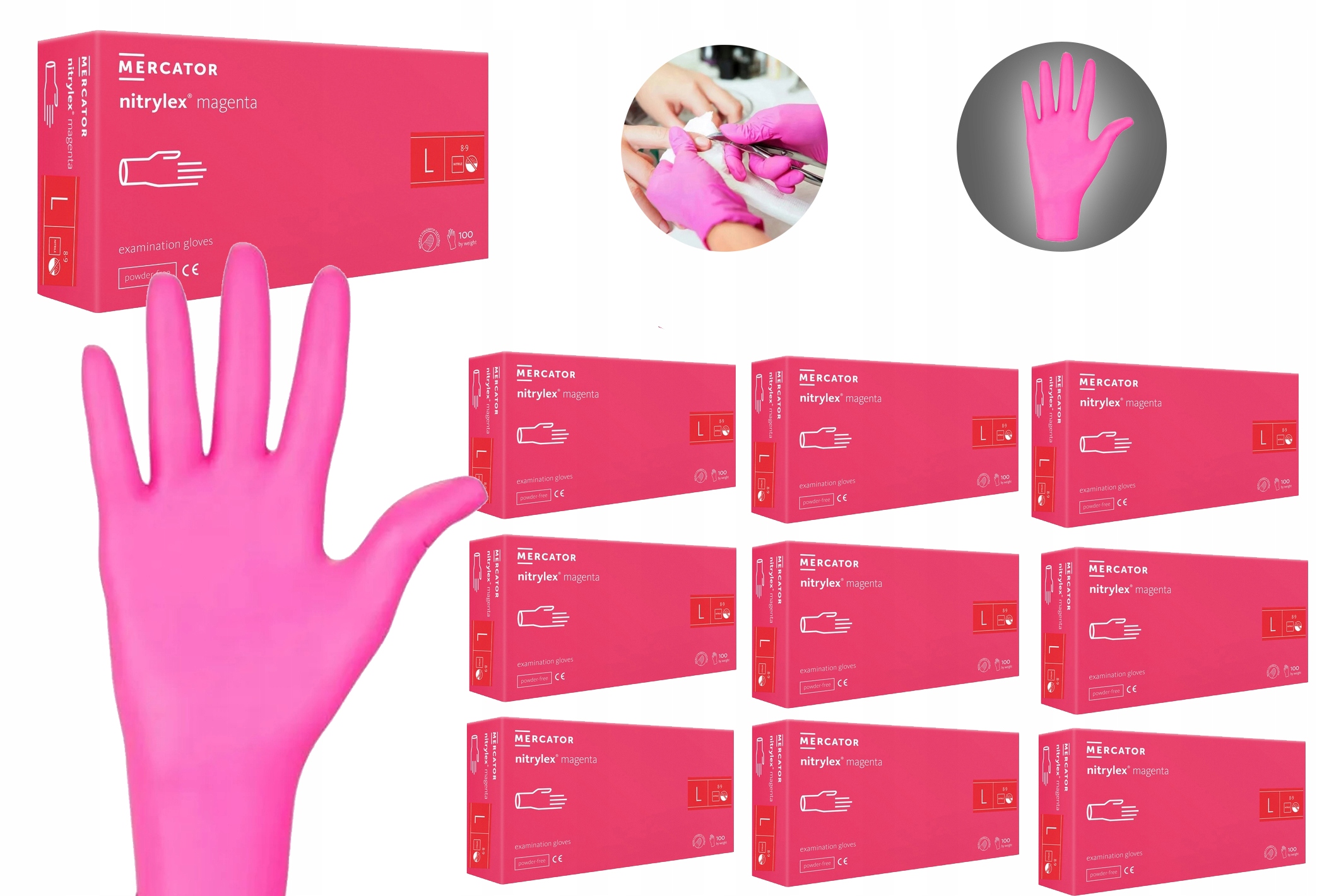 Nitrilové rukavice Nitrylex Magenta 9-L 100 x10
