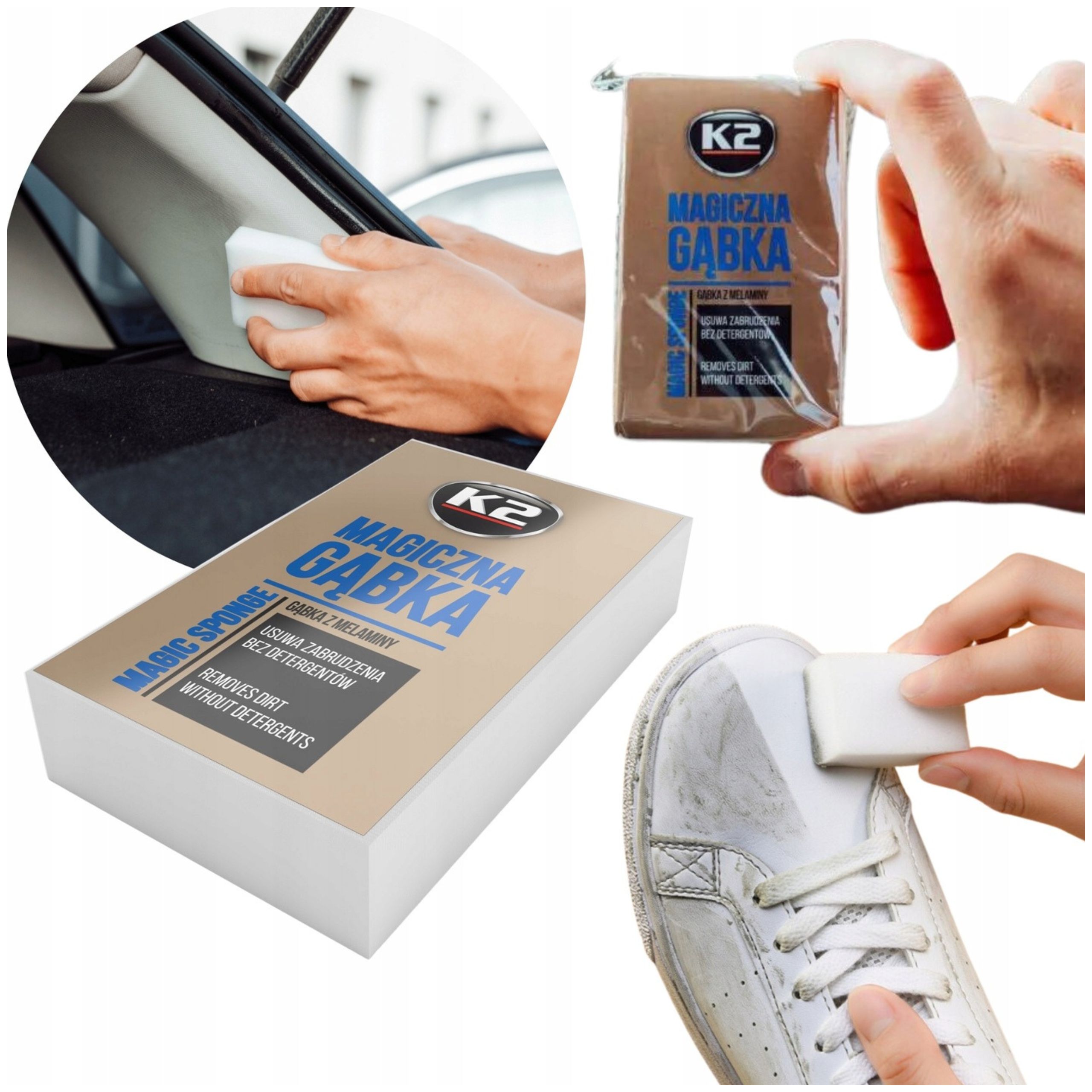 K2 Magiczna Gąbka MAGICZNA GĄBKA DO CZYSZCZENIA PLAM USUWA BRUD