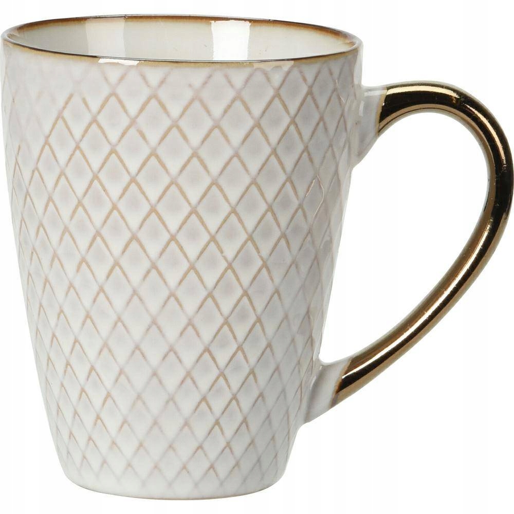 

Ceramiczny Biały Kubek Wytłaczany Wzór 370 ml
