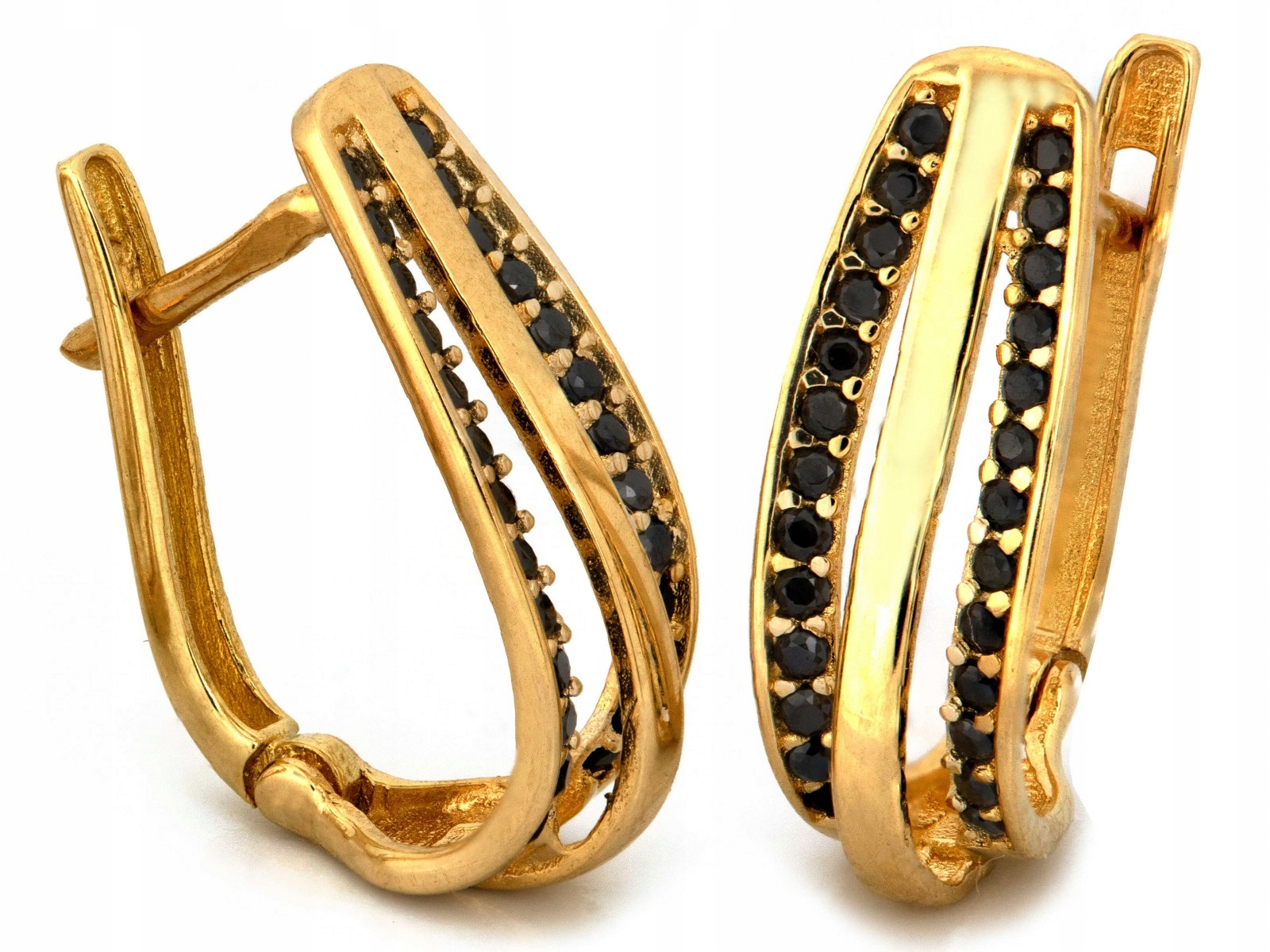 Zlaté náušnice 585 s zirkonem, elegantní design pro maminku