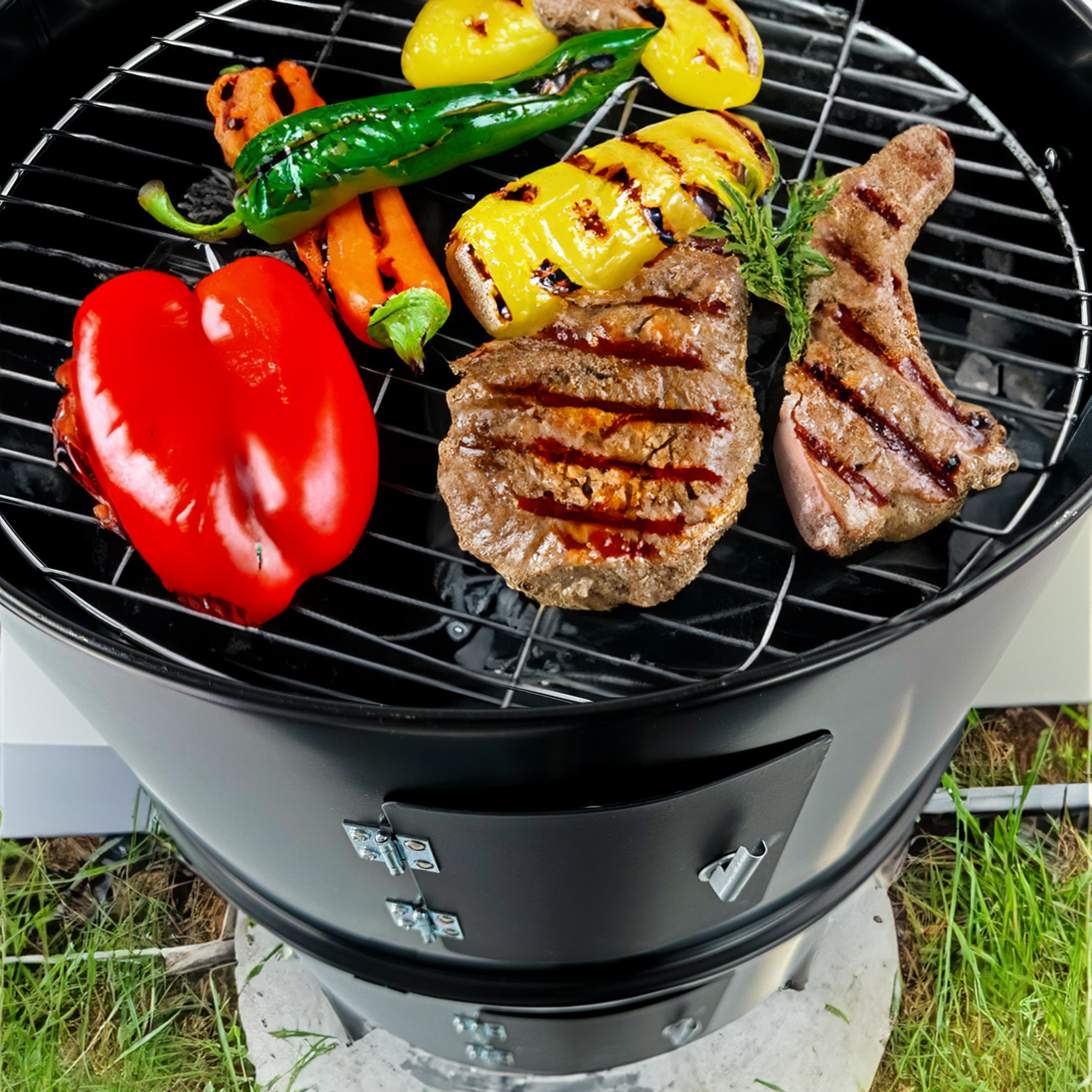 GRILL WĘDZARNIA WĘGLOWY OGRODOWY PALENISKO 3W1 OKRĄGŁY PRZENOŚNY +GRATIS Producent 4MWOOD.CO