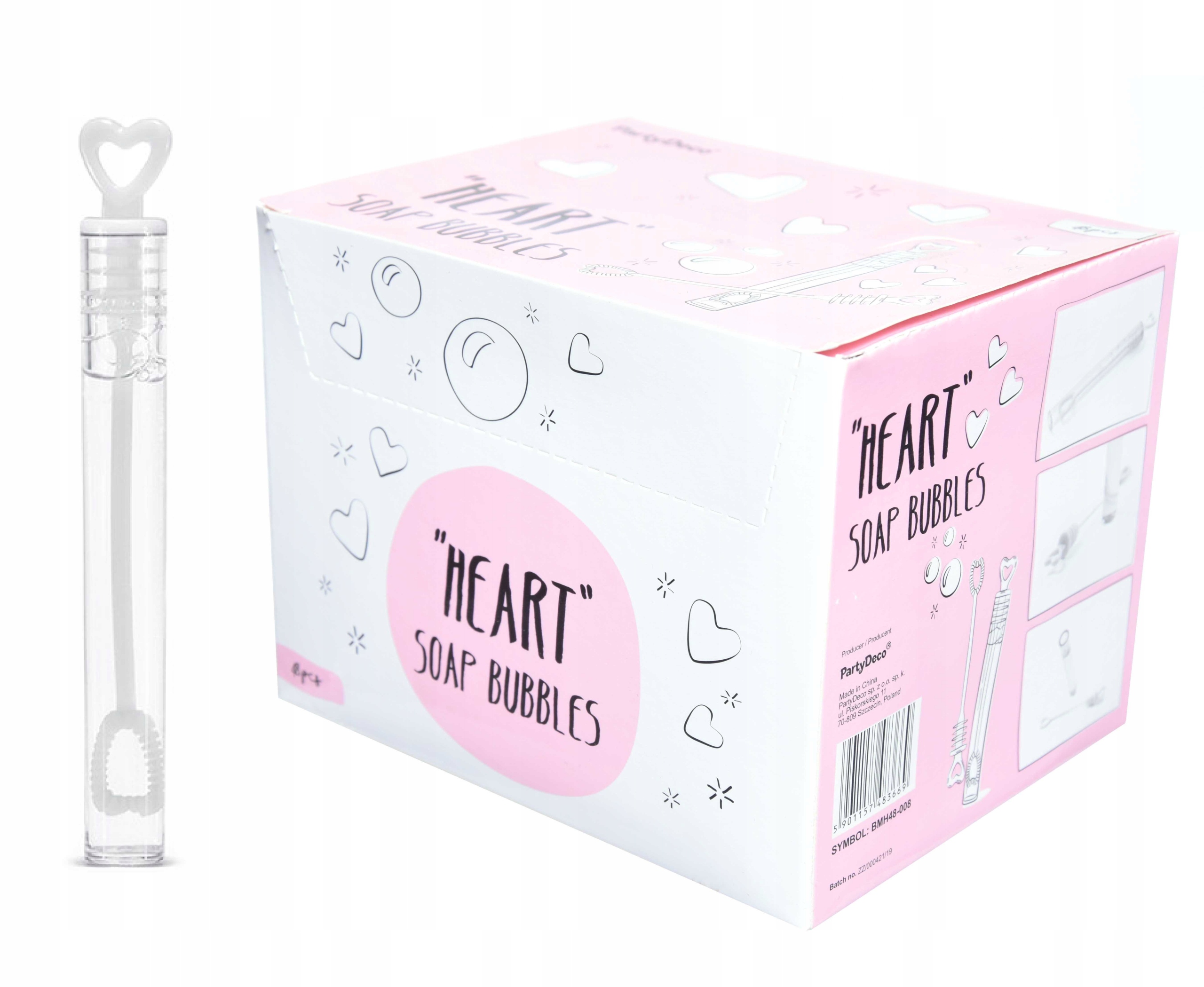 Bańki mydlane Serduszko - białe, 48 szt.