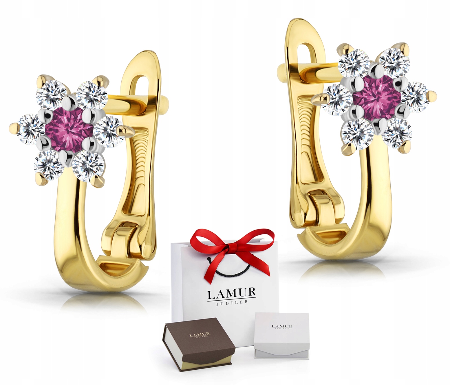 ZŁOTE KOLCZYKI 585 KWIATKI DLA DZIEWCZYNKI+GRATISY