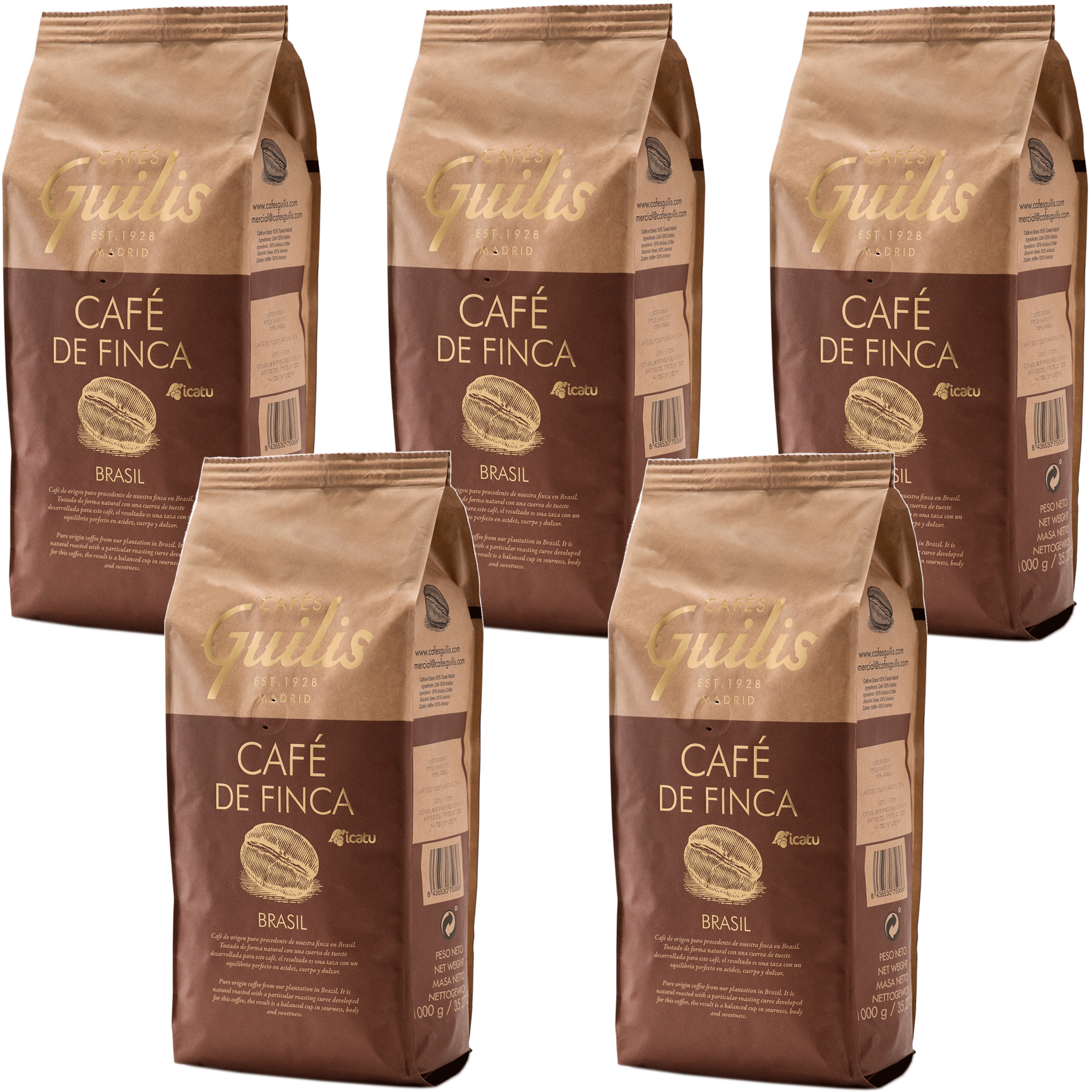 Levně Káva zrna Brazílie 100% Arabica 5x1kg Guilis Káva Káva espressa