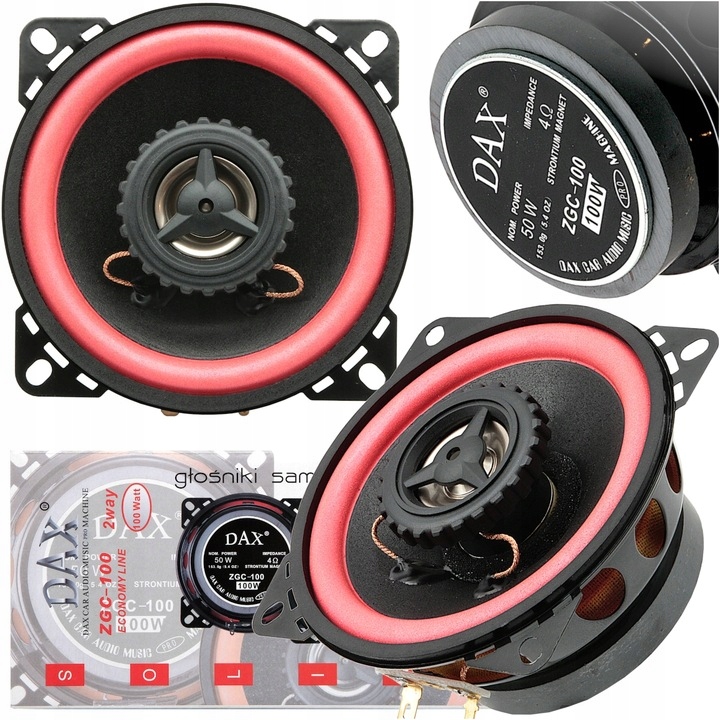 Reproduktory do auta 100 mm 100 W 4, dvoupásmový, čistý zvuk, bas
