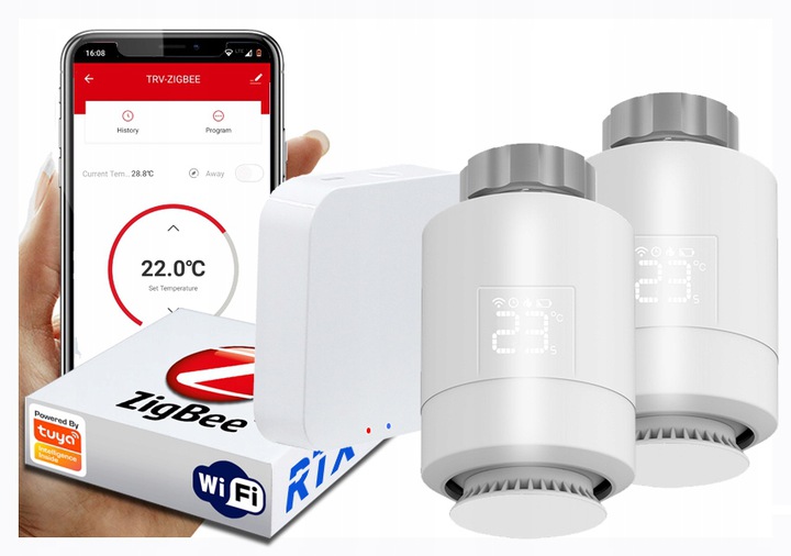 2x hlavica Rtx Termostat Zigbee WiFi brána Tuya Set
