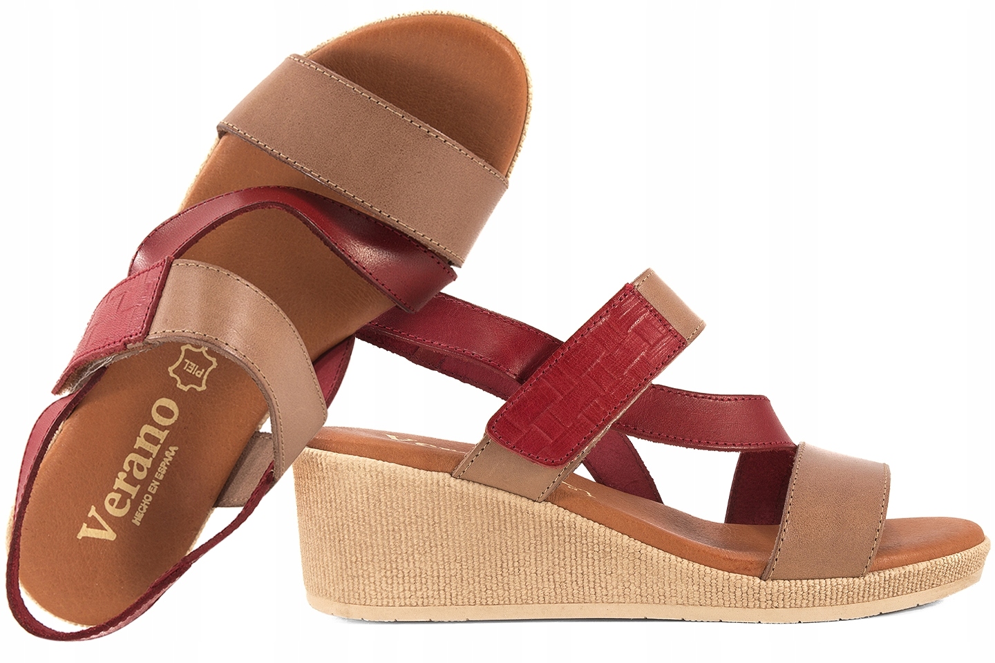 Verano 1570 Dámské Sandály Španělské Koturn Kůže 41 Béžová