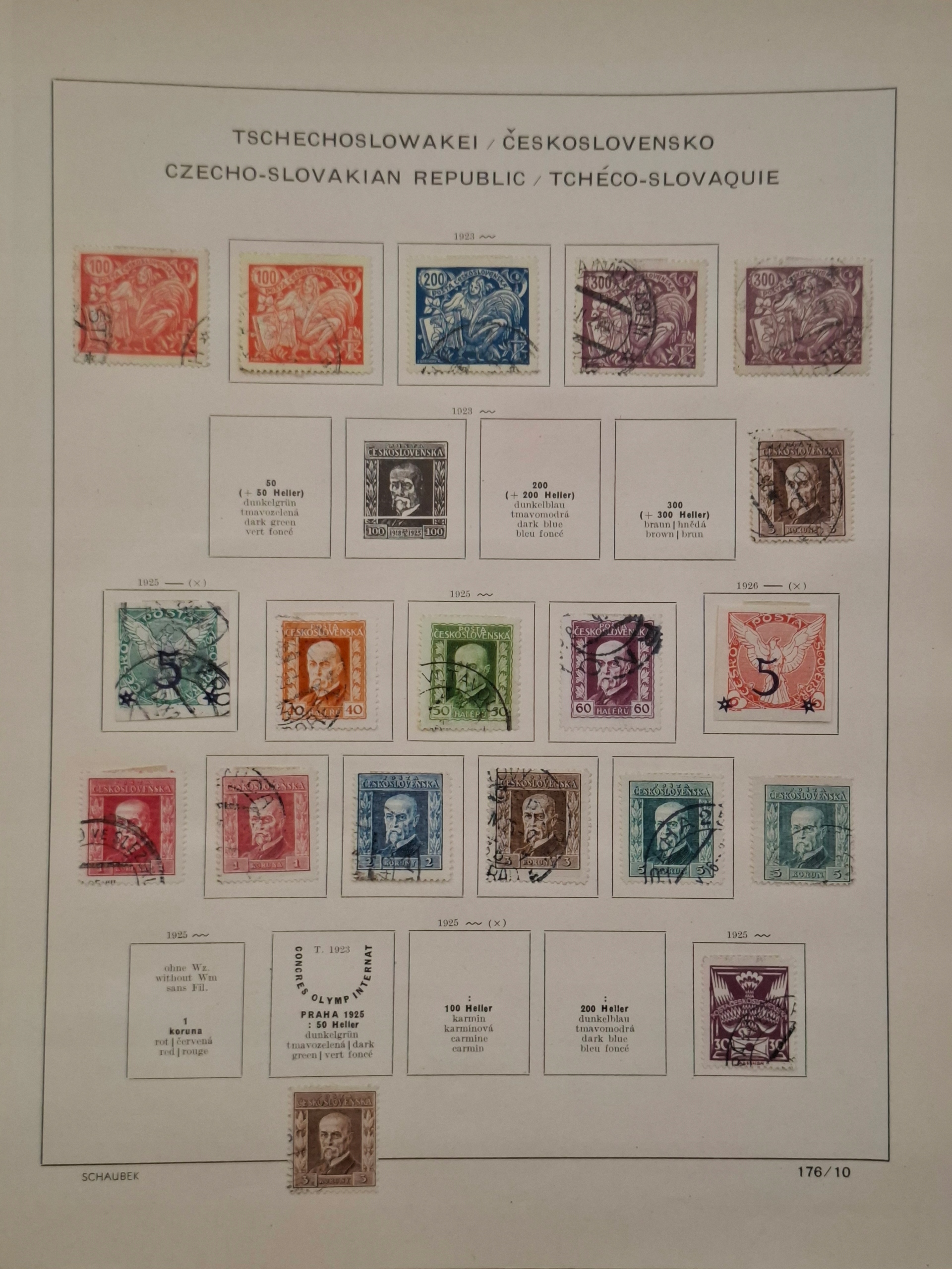 Znaczki Czechosłowacja strona z klasera Czechy