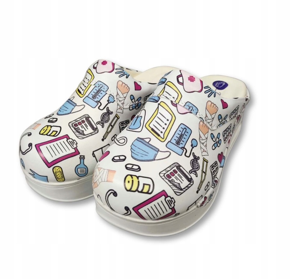 Buty medyczne klapki Air Clogs obuwie chodaki ze wzorem medycyna 40