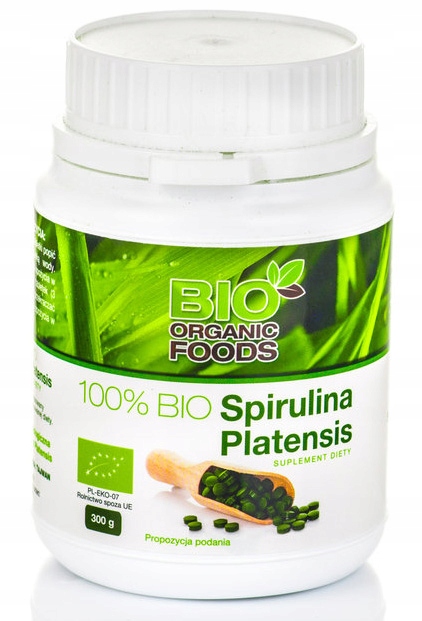 100% Bio Spirulina 300g, 1200 tabletek Energia, Cholesterol