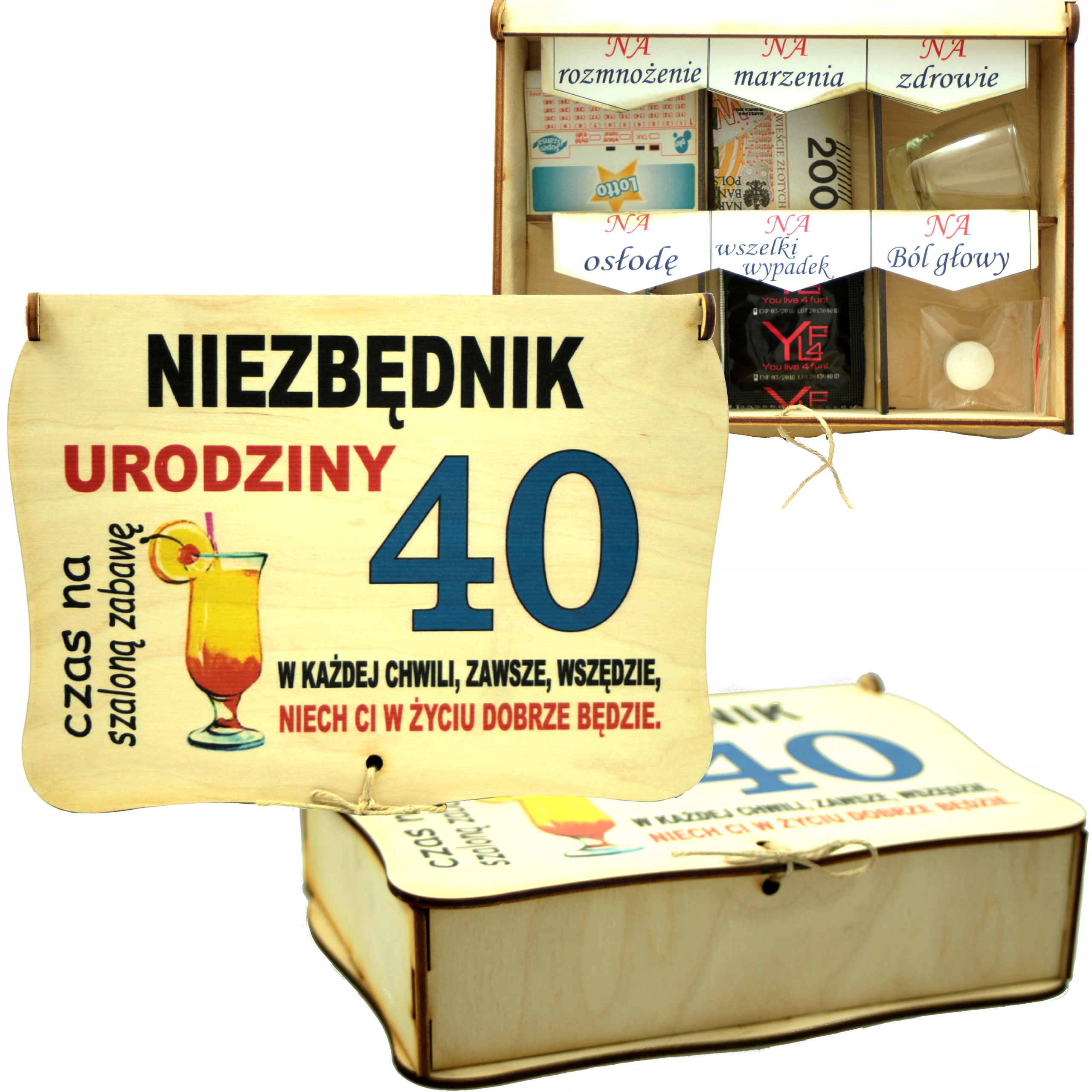 

Pudełko Niezbędnik 18 30 40 50 60 Urodziny