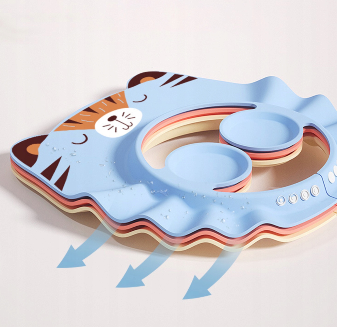 Daszek / Rondo Kąpielowe do Mycia Głowy Dzieci - Niebieski Kotek Kolor dominujący odcienie niebieskiego